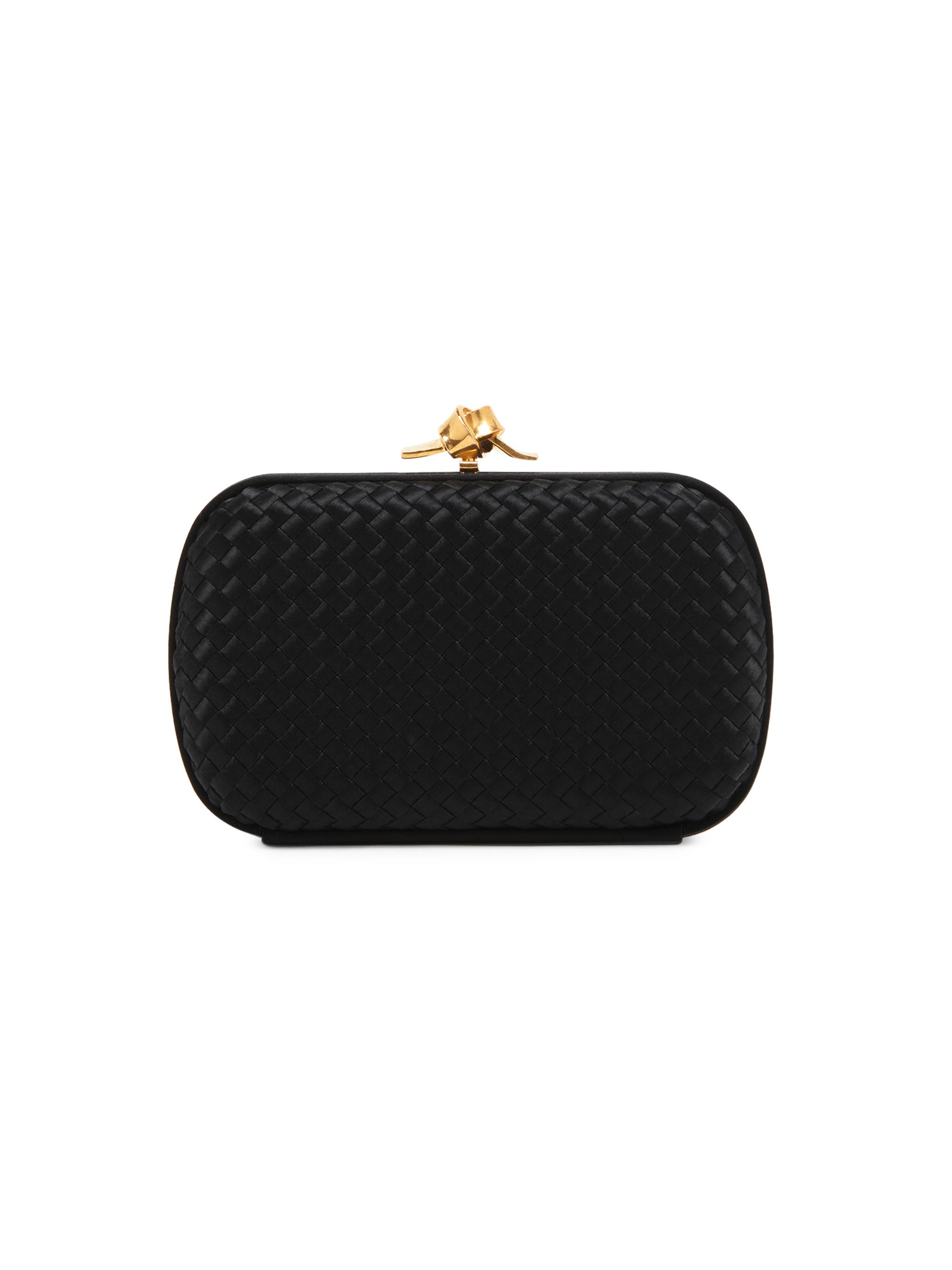 Bottega Veneta Women's Knot Intrecciato Silk Clutch - Black Brass Vibrato | Thumbnail 6