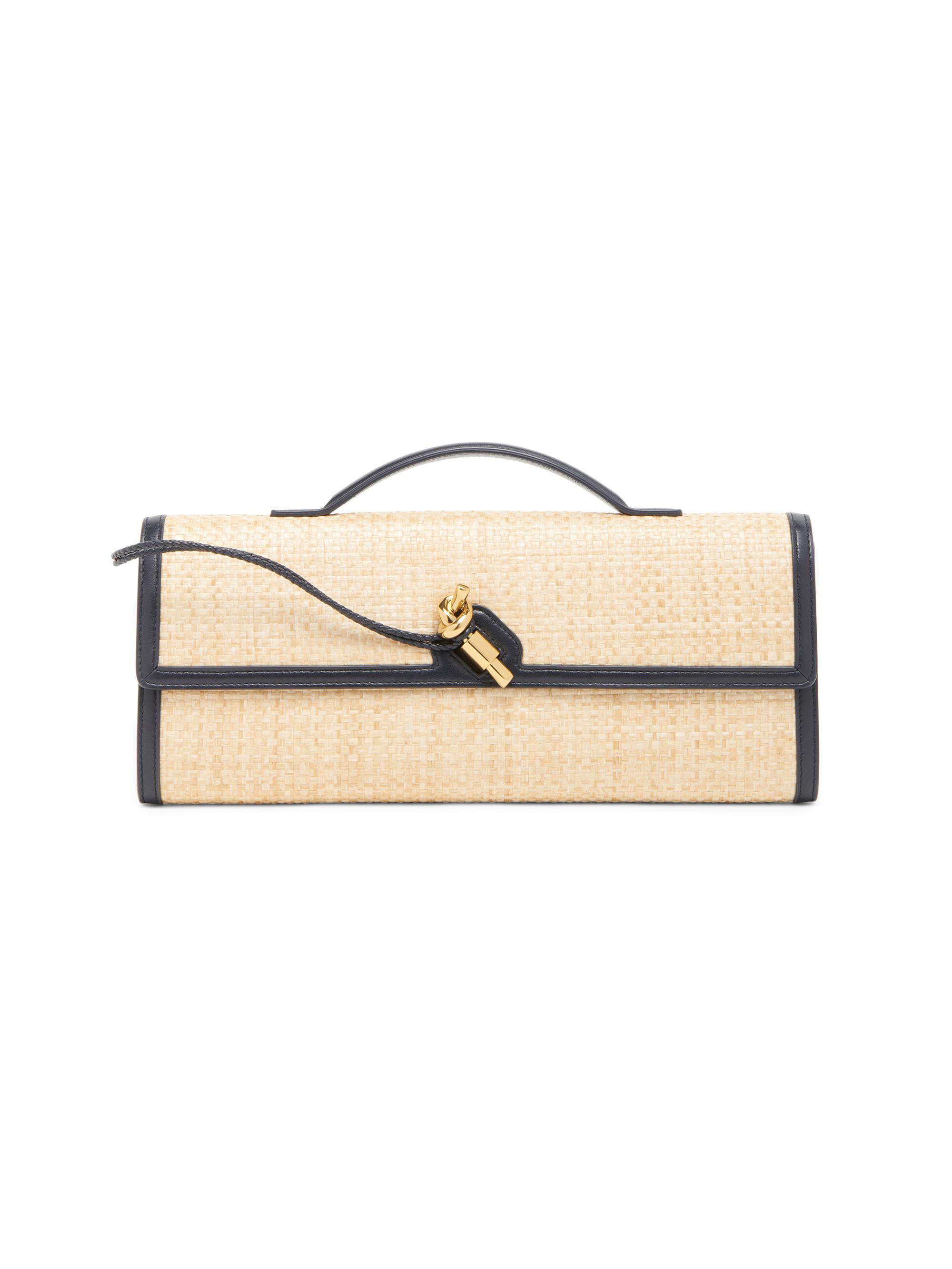 Bottega Veneta Women's Andiamo Leather Raffia Clutch - Natural Shade - Women's Bags