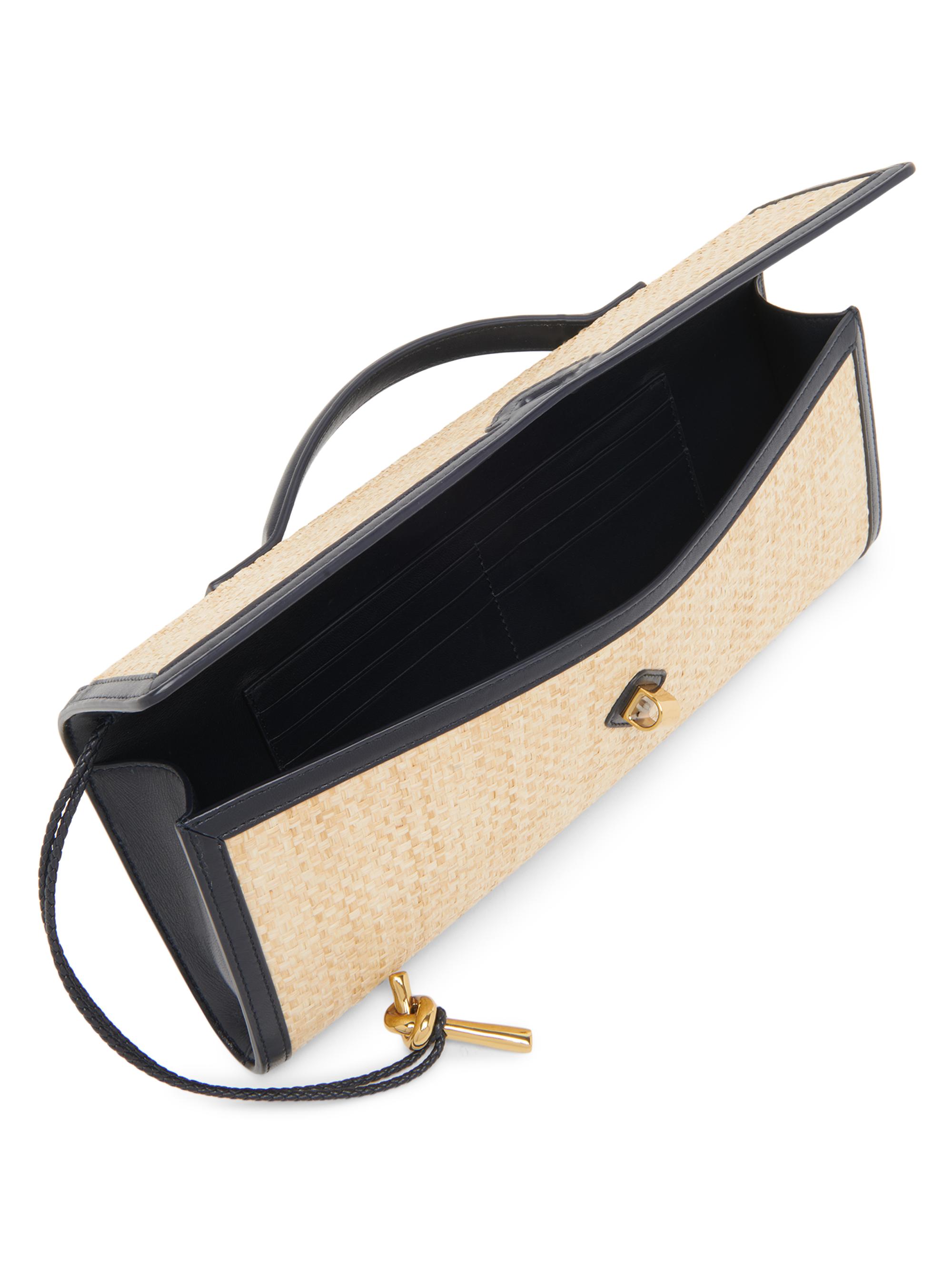 Bottega Veneta Andiamo Leather Raffia Clutch | Saks Fifth Avenue