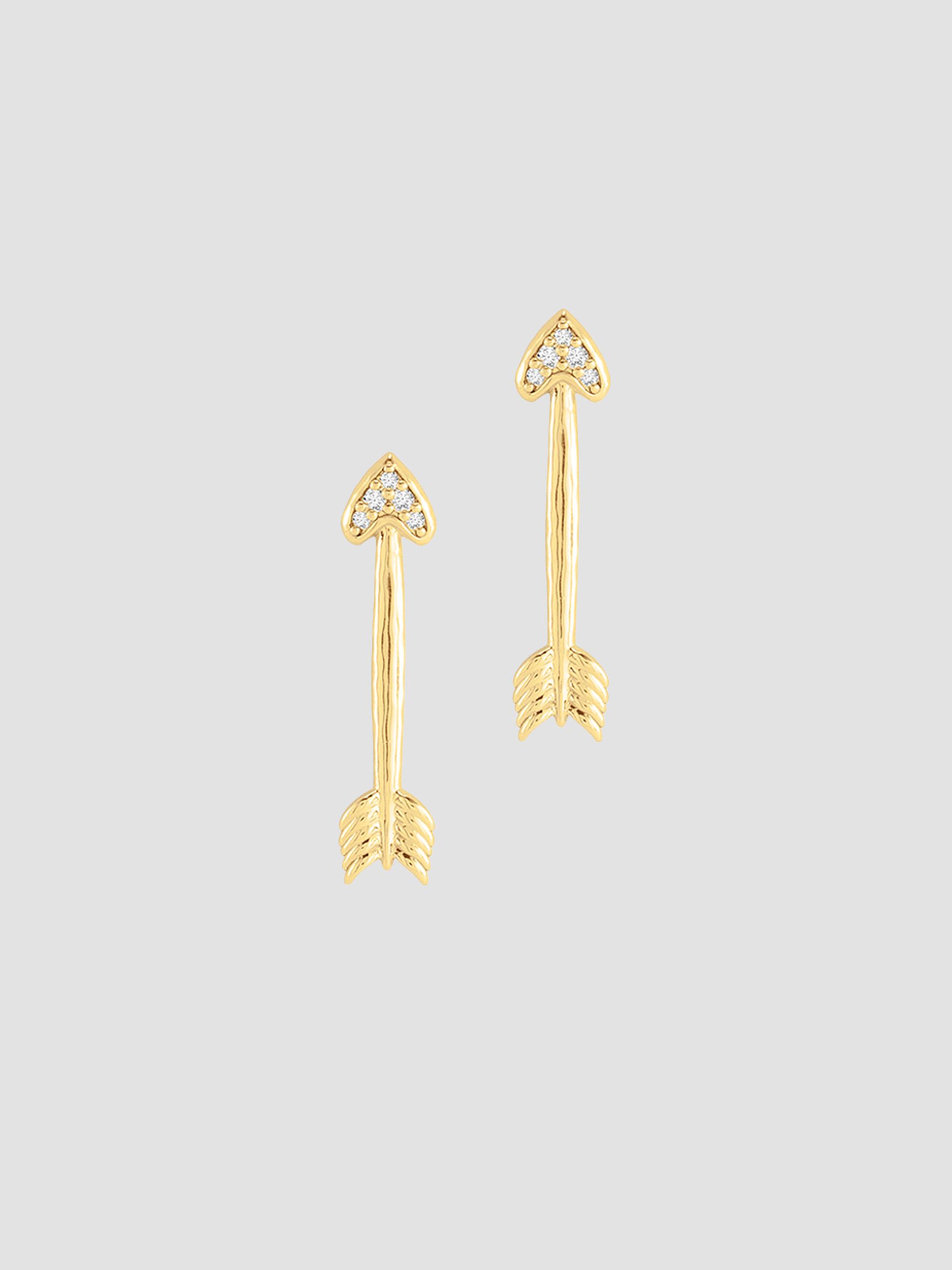 Anabel Aram Women's Heart 18K-Gold-Plated & Cubic Zirconia Arrow Stud Earrings - Gold