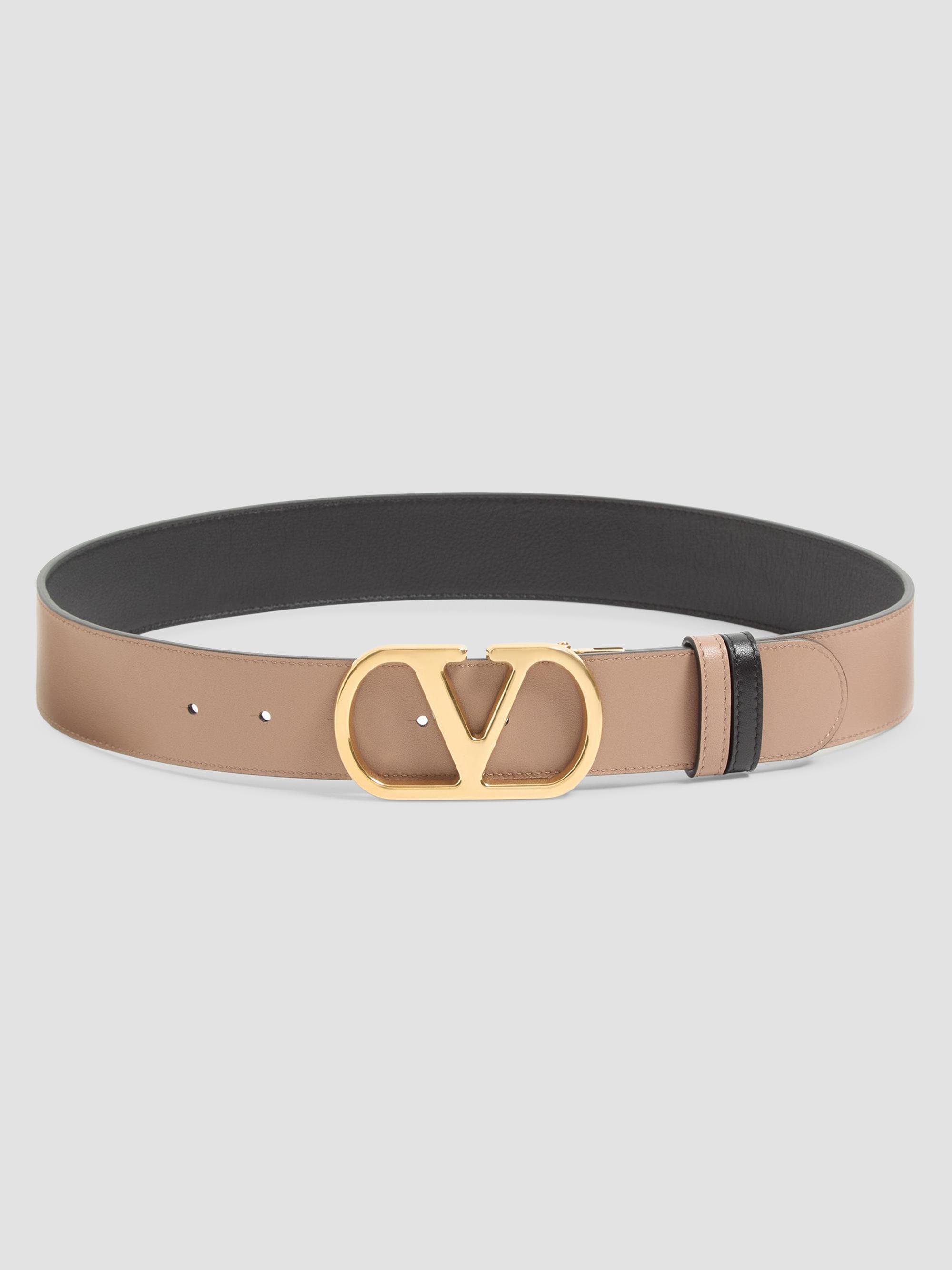Valentino Garavani Women's Reversible VLogo Signature Belt in Glossy Calfskin - Black Beige | Thumbnail 4