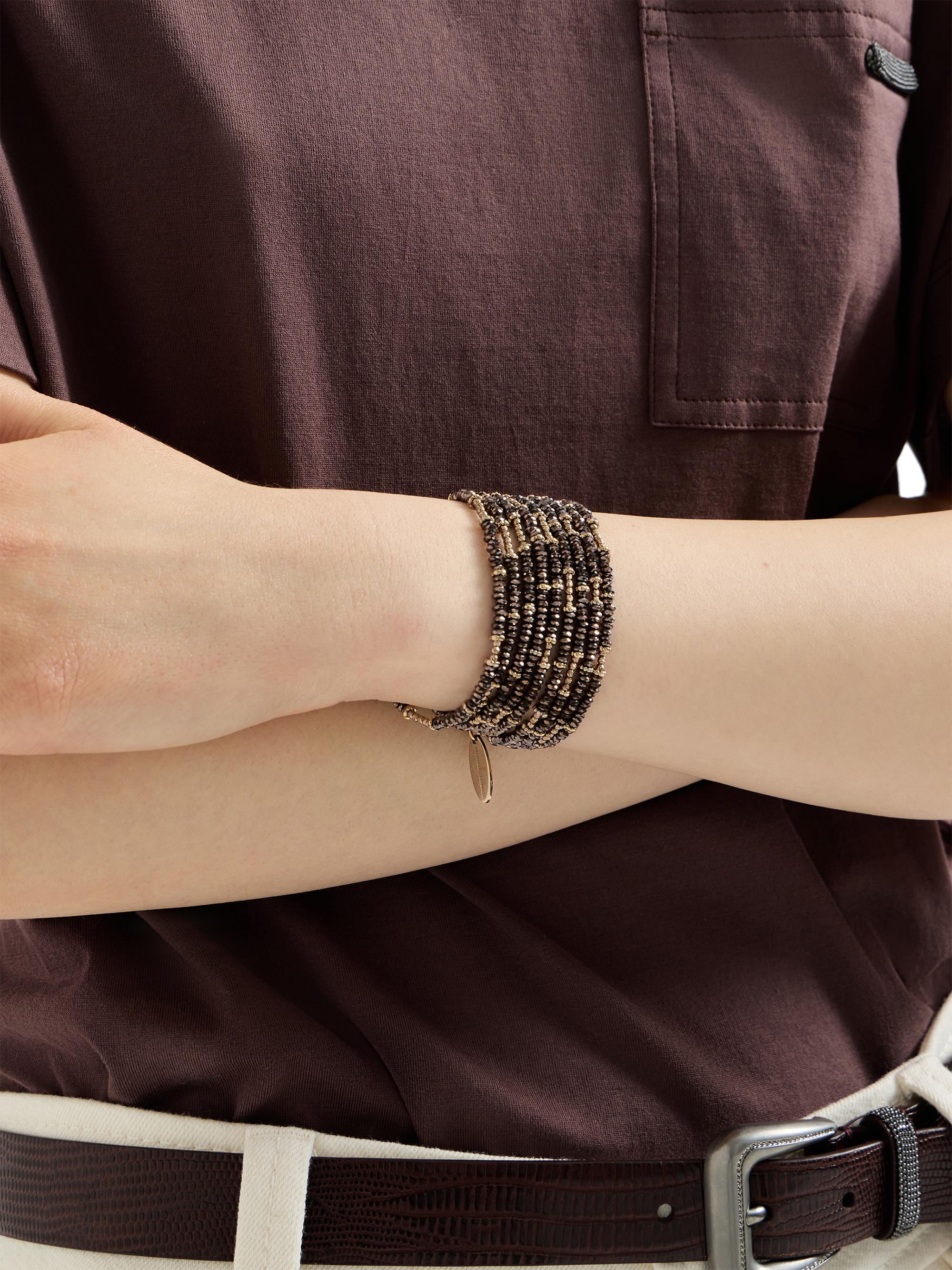 Brunello Cucinelli Brown Hematite Sterling Silver Wrap Bracelet
