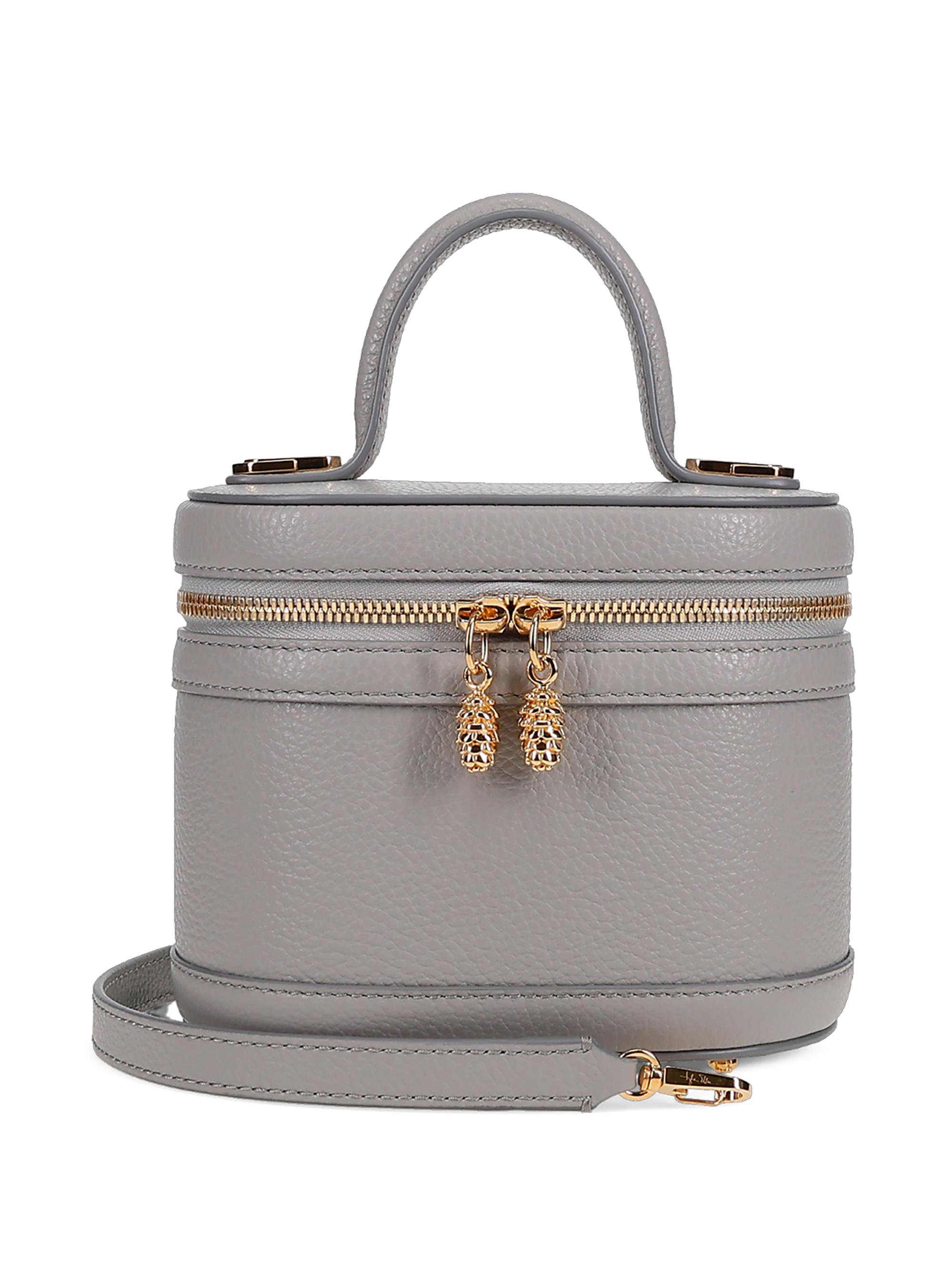 Tyler Ellis Women's Victoria Top Handle Bag in Pebbled Leather with Gold Hardware - Koala Grey