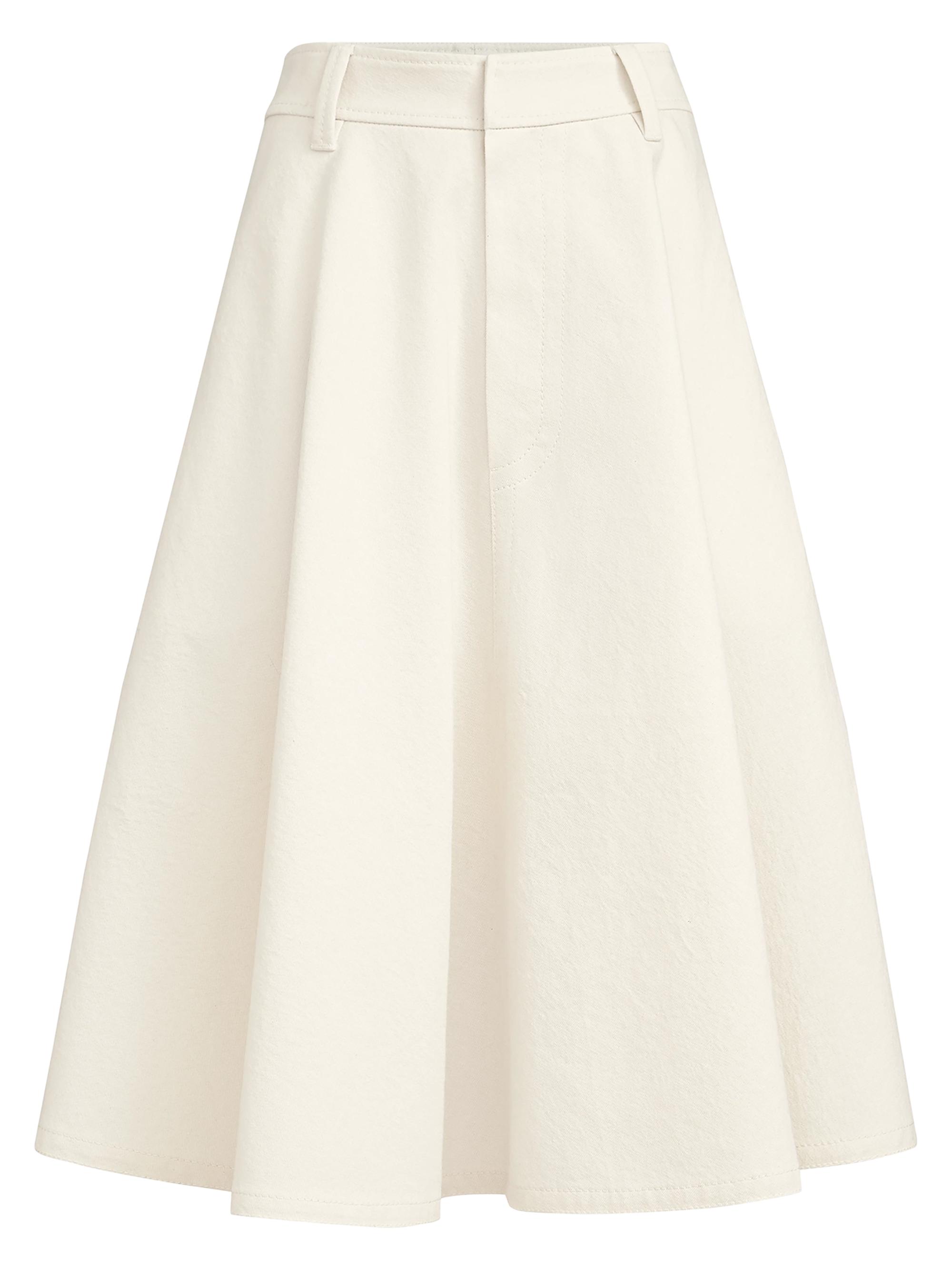 Brunello Cucinelli Women's Dyed Cotton and Wool Wrinkled Denim Full Skirt with Monili - Panama | Thumbnail 7