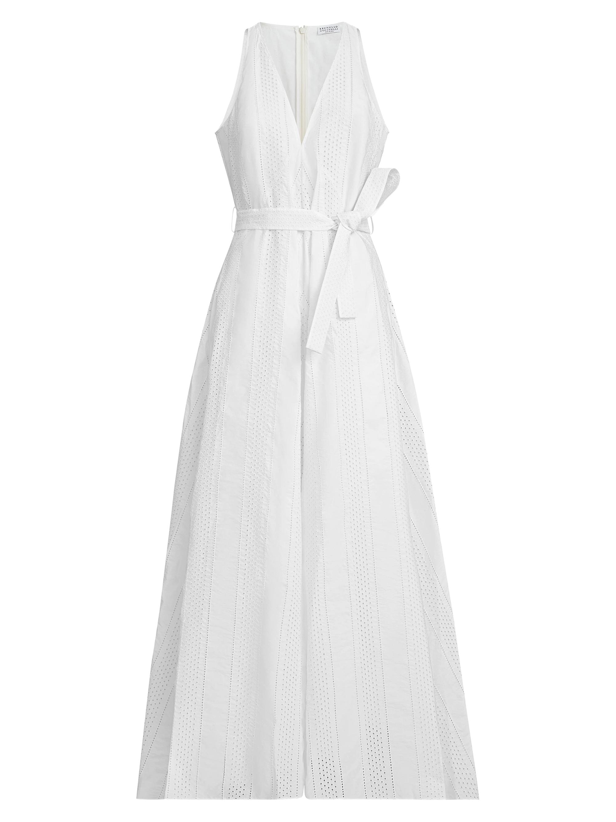 Brunello Cucinelli Techno Cotton Poplin Broderie Anglaise Dress