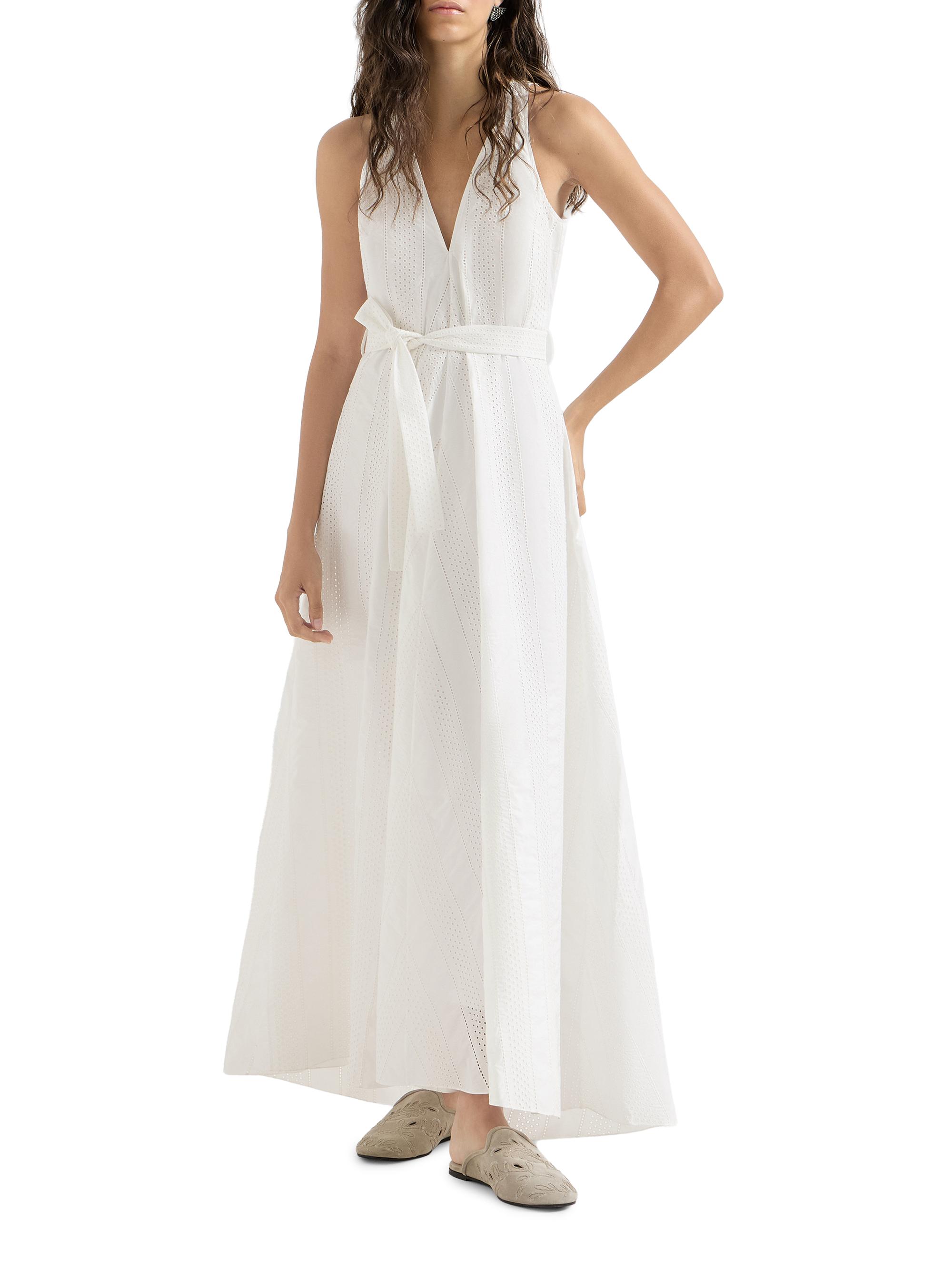 Brunello Cucinelli Techno Cotton Poplin Broderie Anglaise Dress