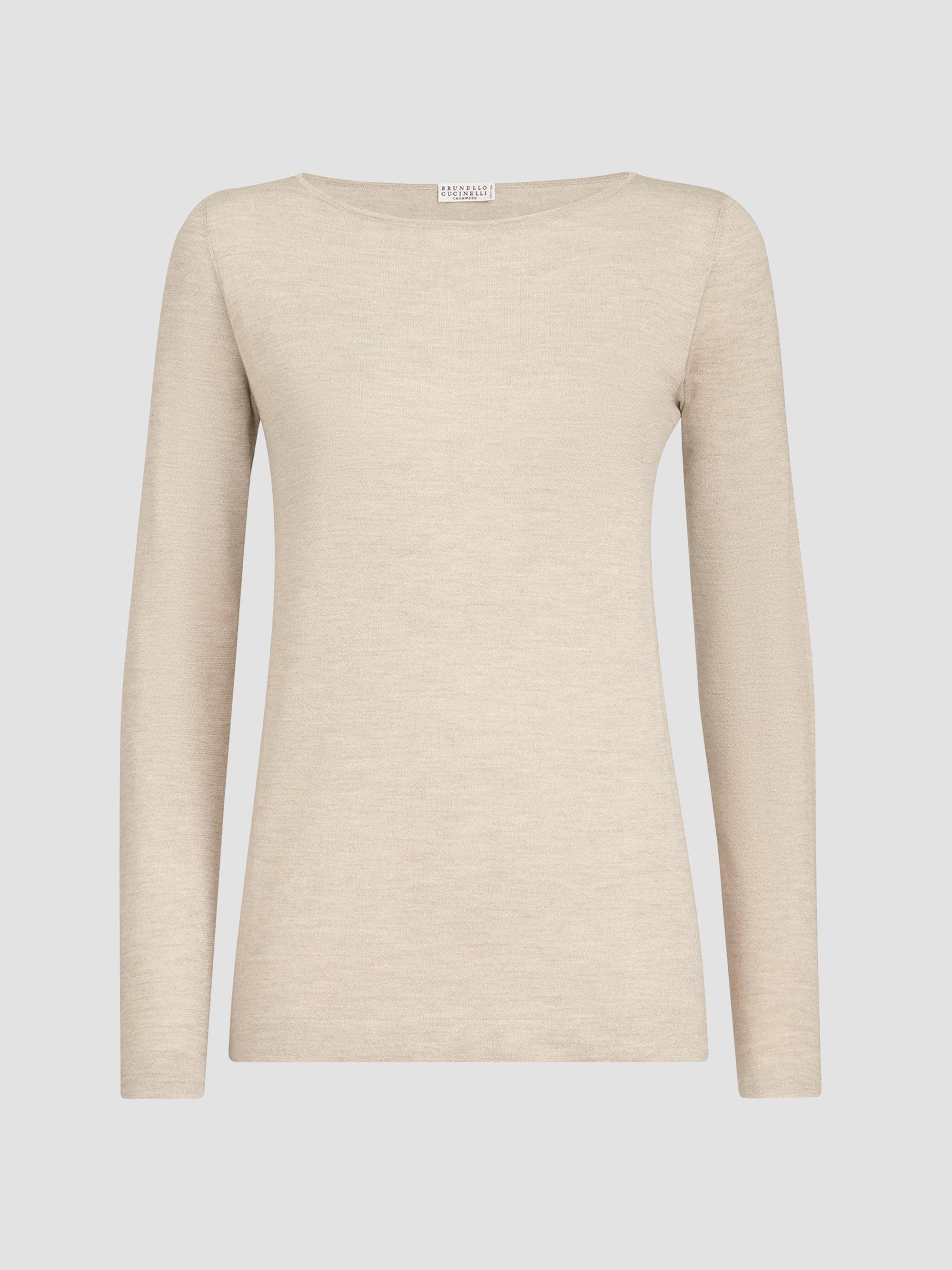 Brunello Cucinelli Women's Sparkling Cashmere and Silk Lightweight Sweater - Desert | Thumbnail 7