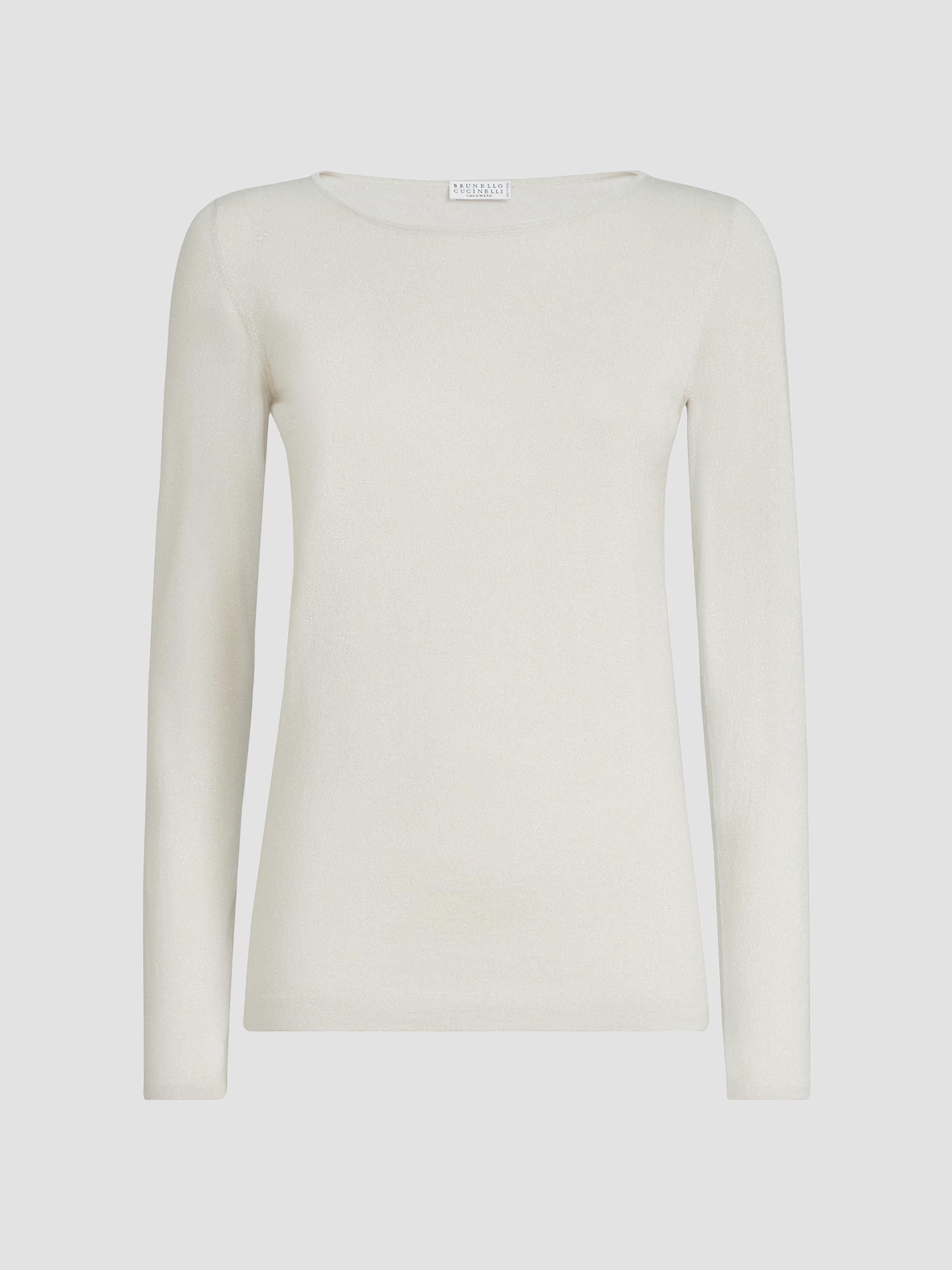 Brunello Cucinelli Women's Sparkling Cashmere and Silk Lightweight Sweater - Milk | Thumbnail 7