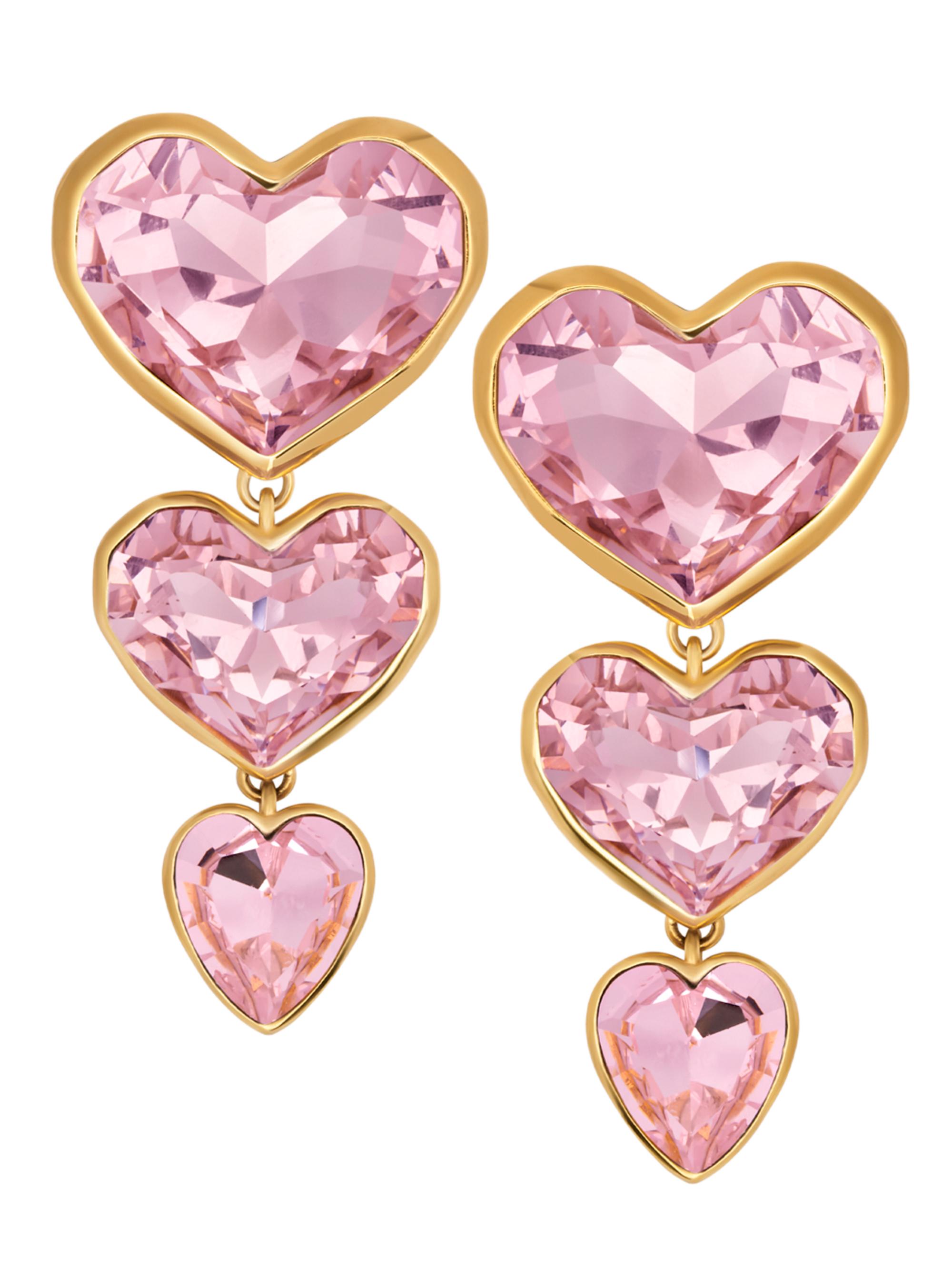 Oscar de la Renta Women's 24K-Gold-Plated & Glass Crystal Clip-On Heart Drop Earrings - Pink