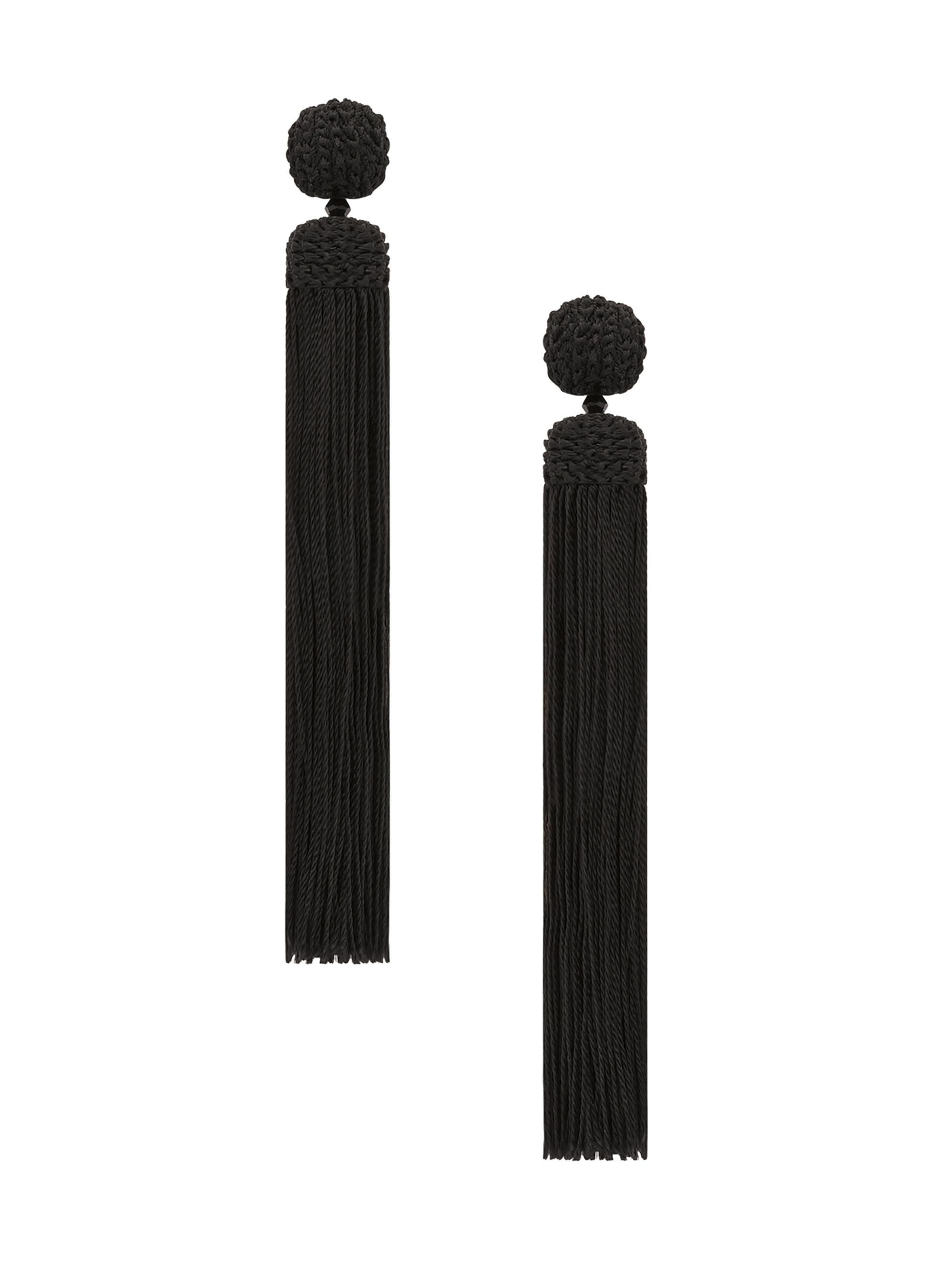 Oscar de la Renta Women's Long Tassel Clip-On Drop Earrings - Black