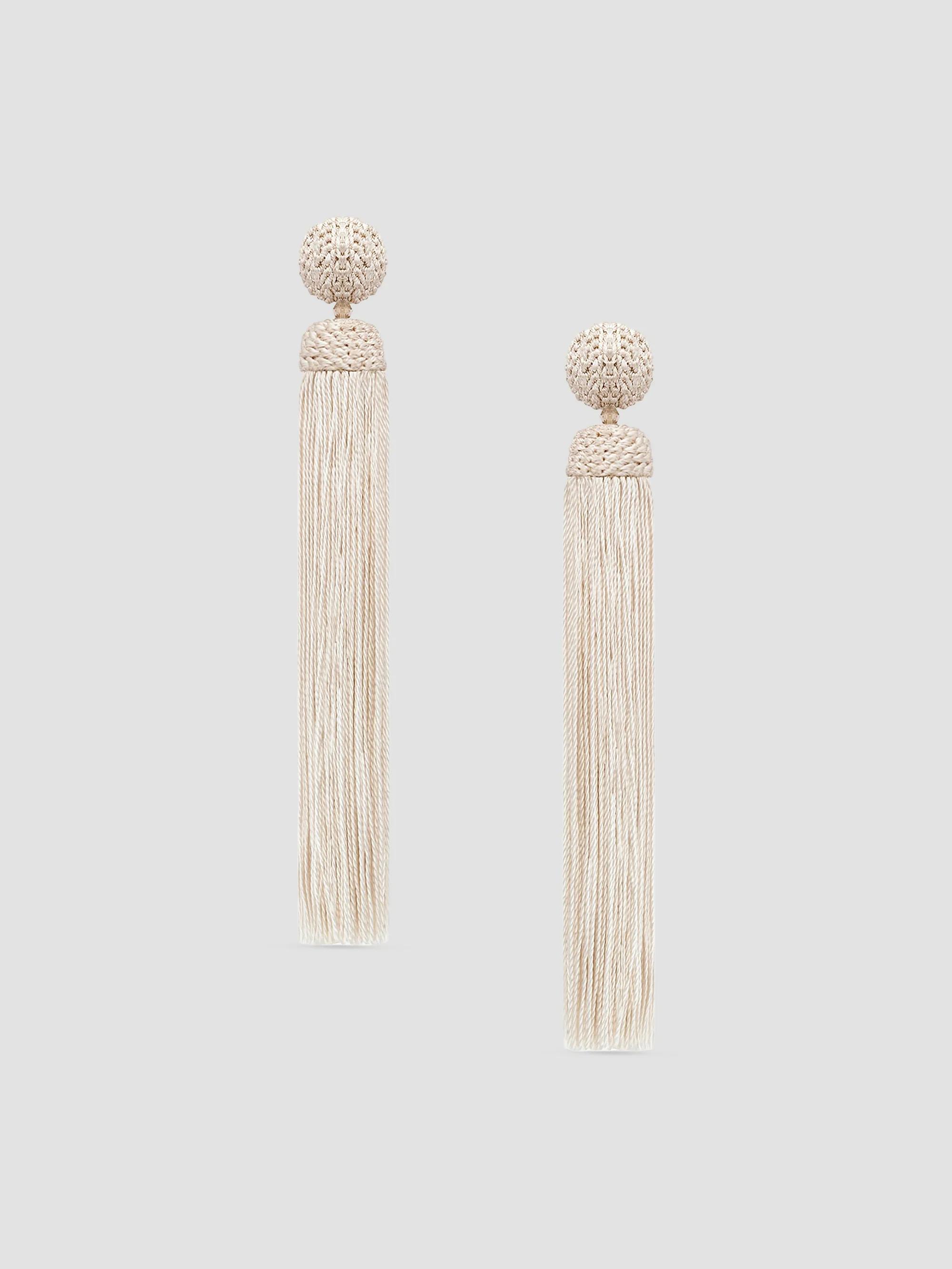 Oscar de la Renta Women's Long Tassel Clip-On Drop Earrings - Natural