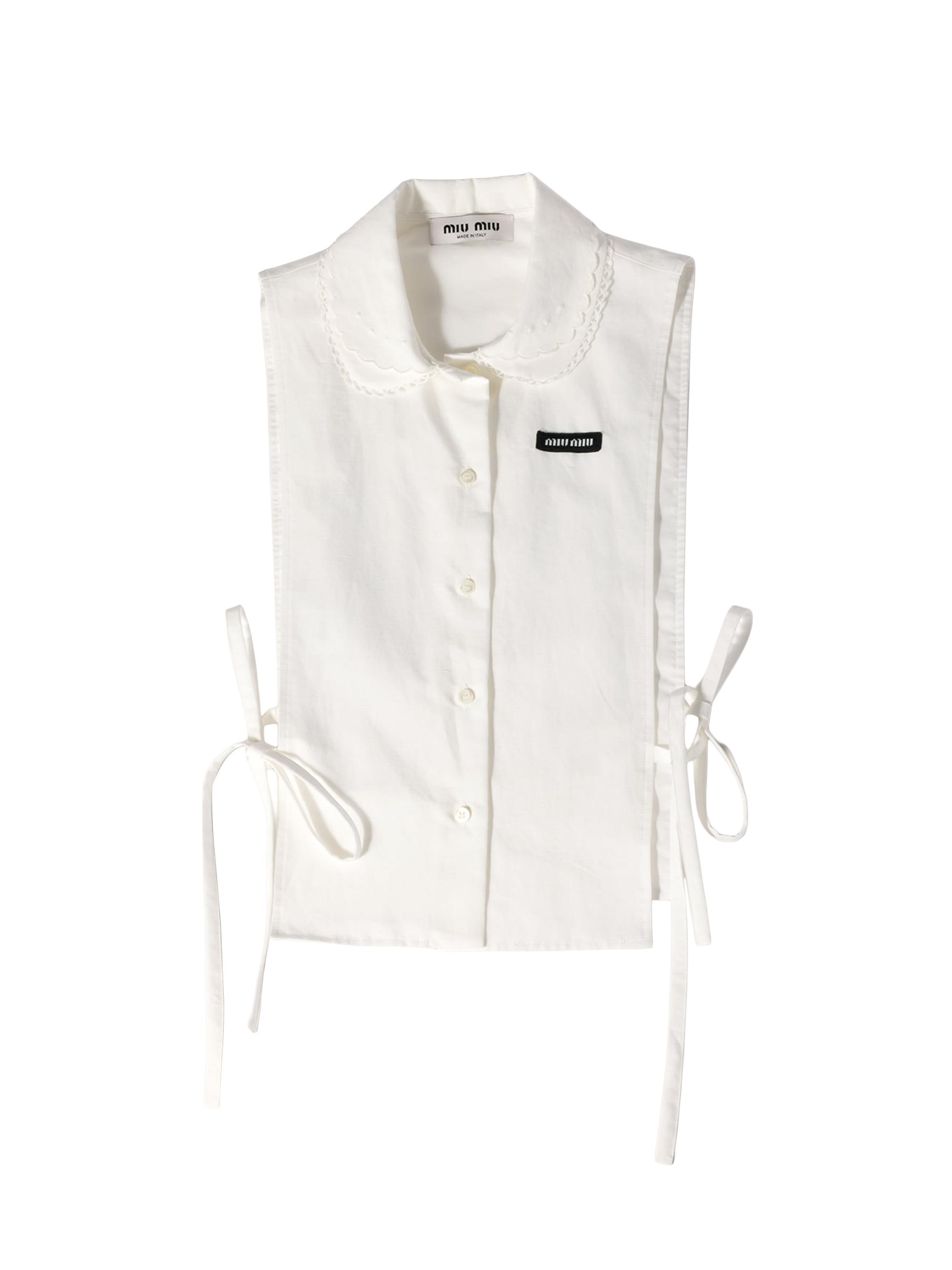 Miu Miu Women's Slubbed Poplin Side-Tie Shirt - White