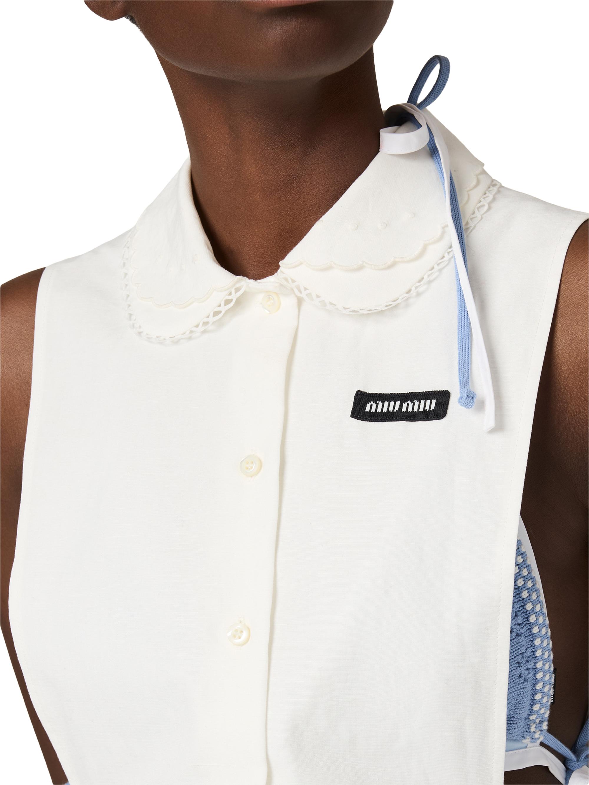 Miu Miu Slubbed Poplin Side-Tie Shirt | Saks Fifth Avenue