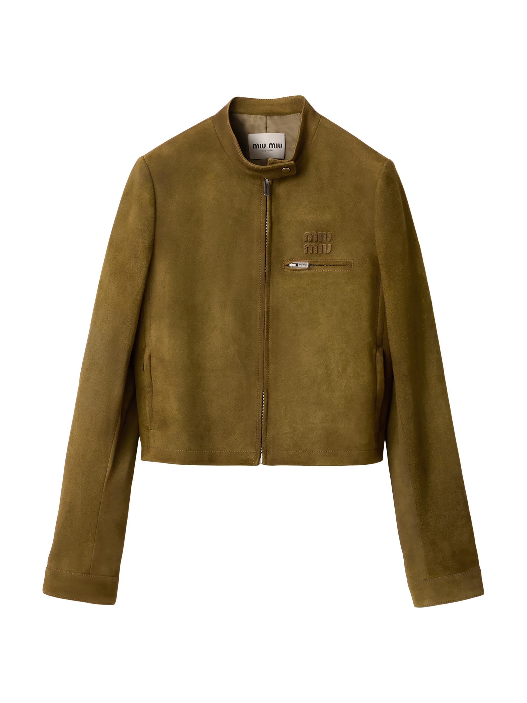 Miu Miu Women's Waxed Suede Jacket - Green