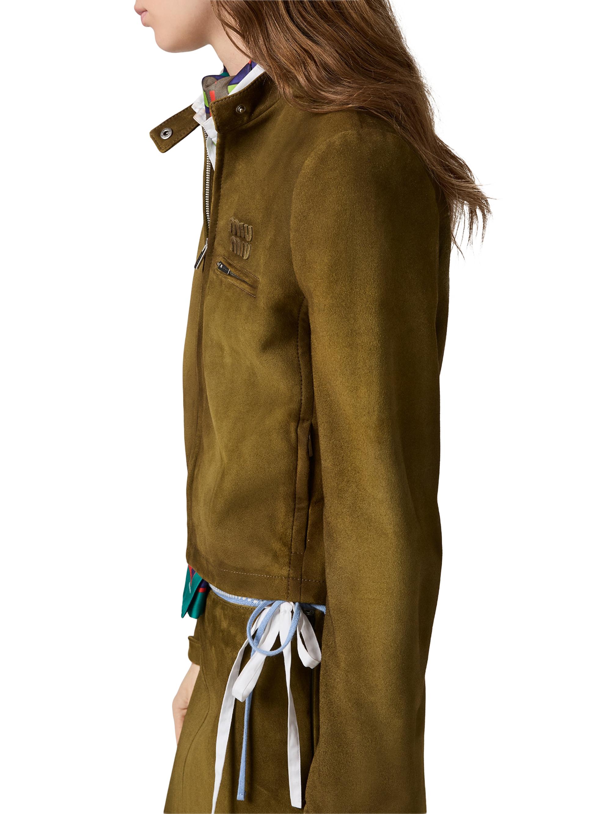 MIUMIU カーキコート Miu Miu Waxed Suede Jacket | Saks Fifth Avenue