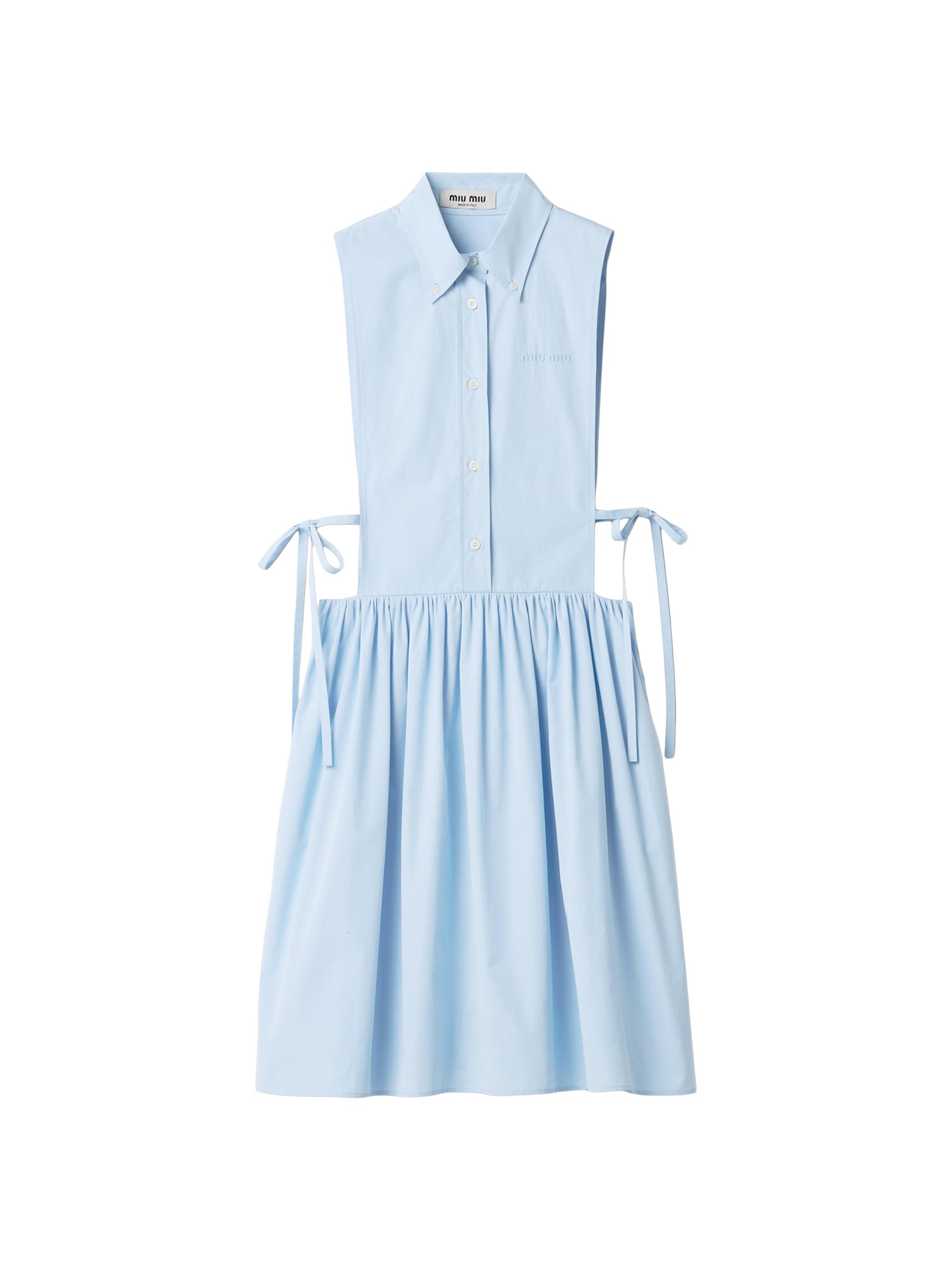 Miu Miu Women's Poplin Side Tie Dress - Blue