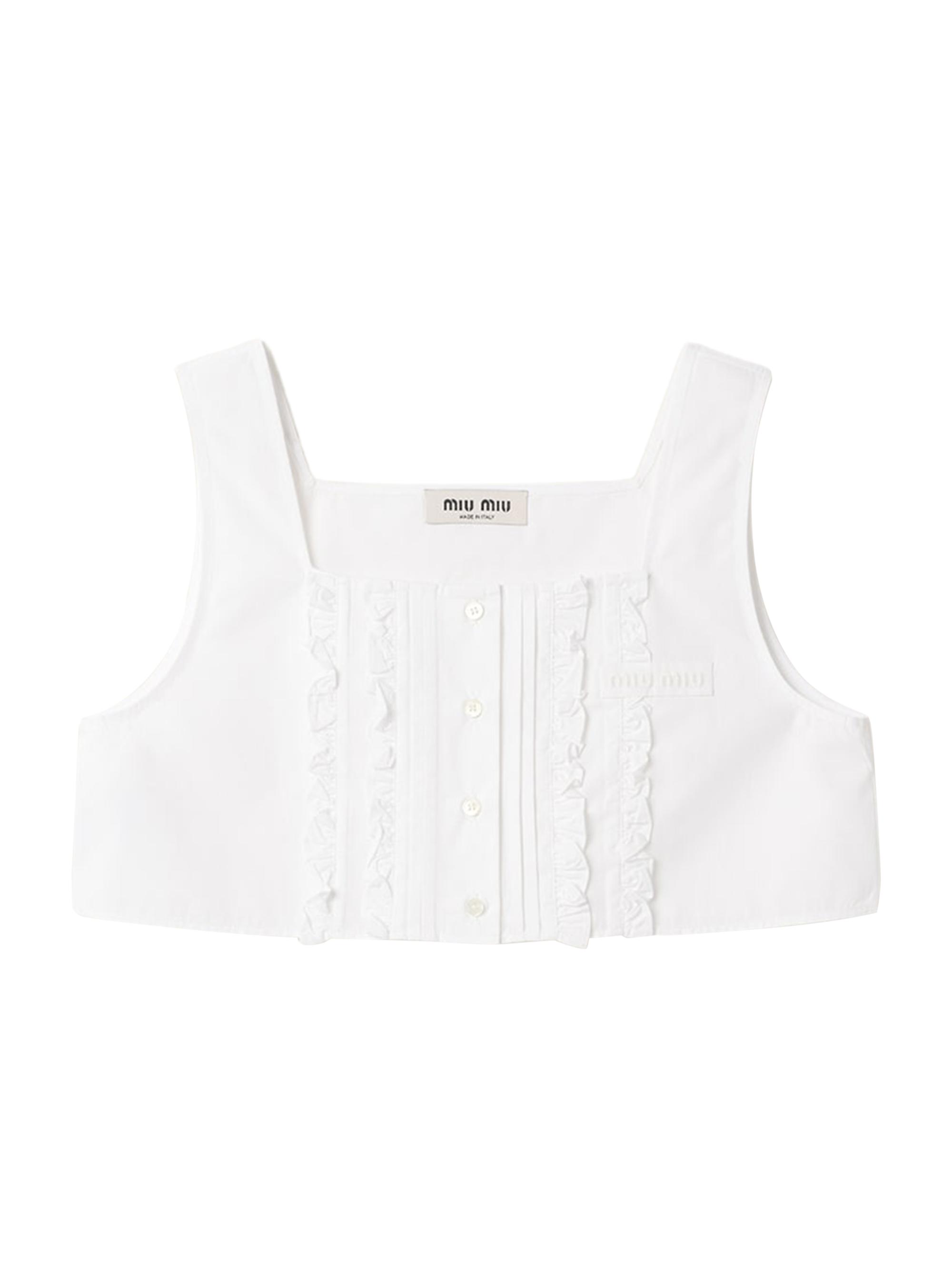 Miu Miu Women's Poplin Crop Top - White