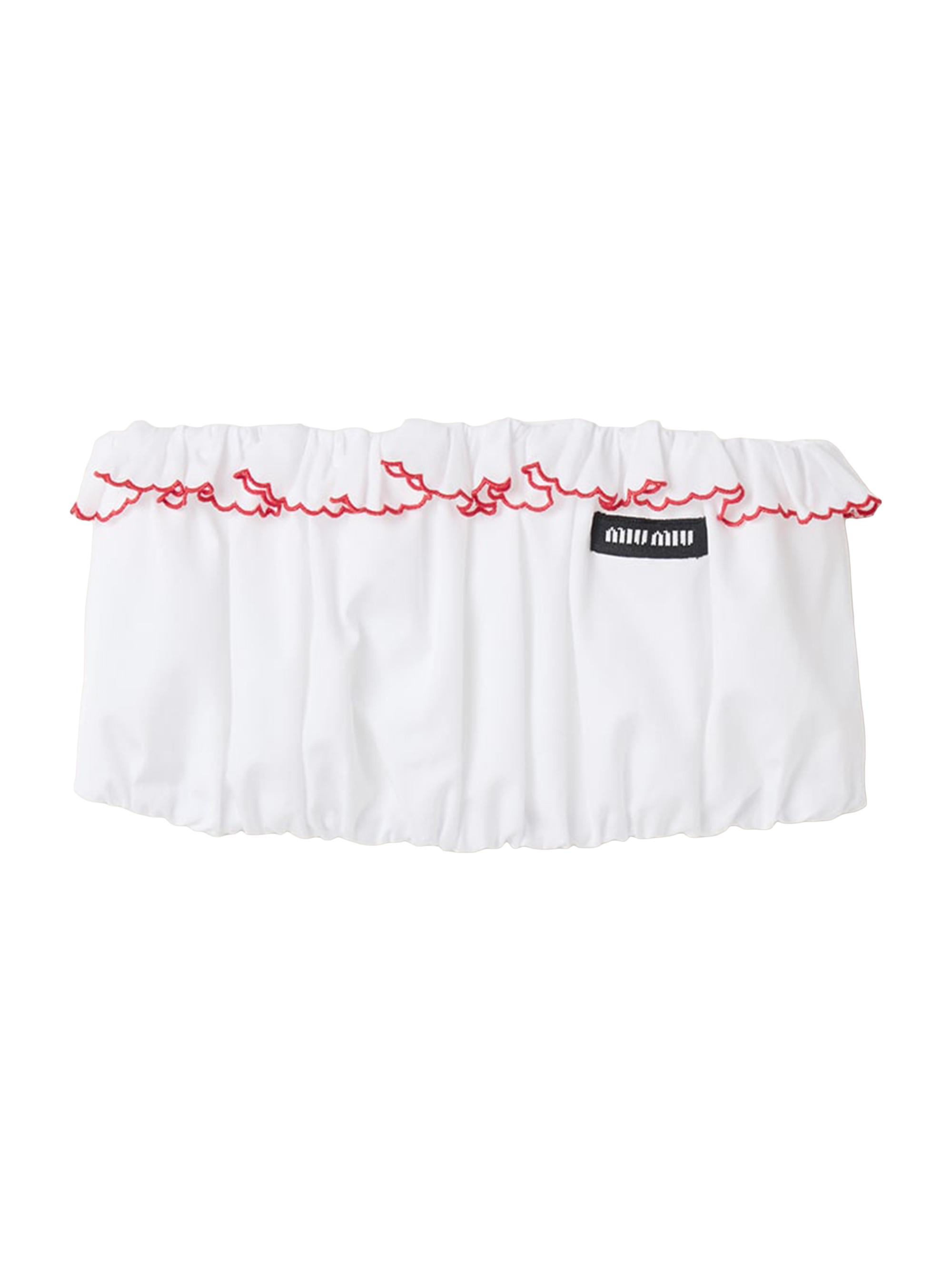 Miu Miu Women's Embroidered Poplin Bandeau Top - White