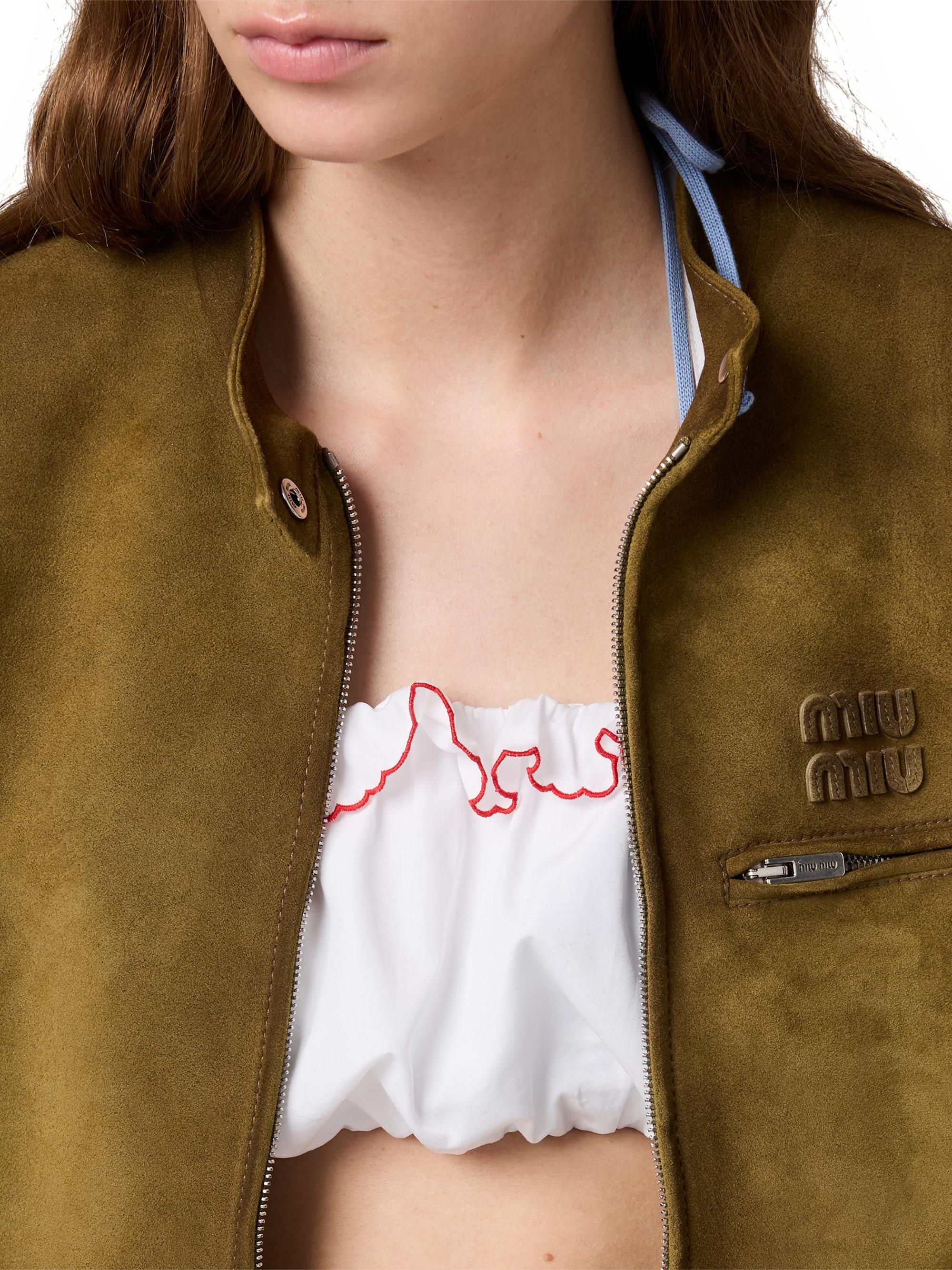 Miu Miu Embroidered Poplin Bandeau Top | Saks Fifth Avenue