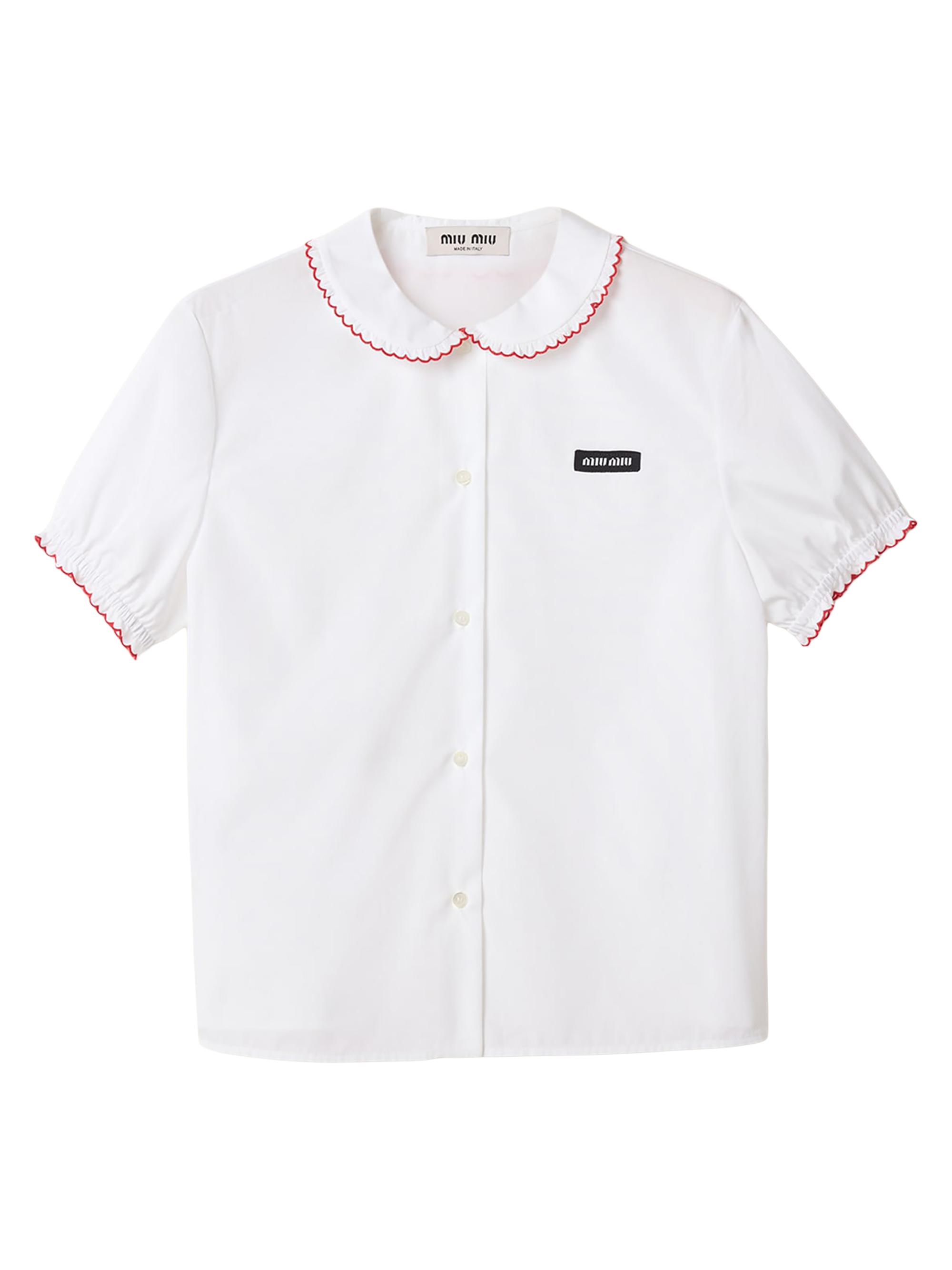 Miu Miu Women's Embroidered Poplin Shirt - White