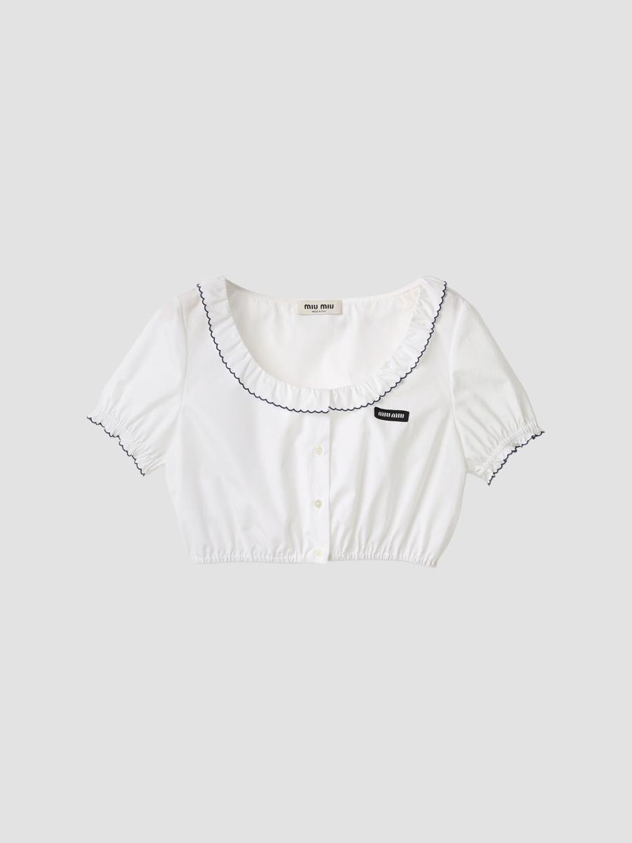 Miu Miu Embroidered Poplin Crop Top | Saks Fifth Avenue