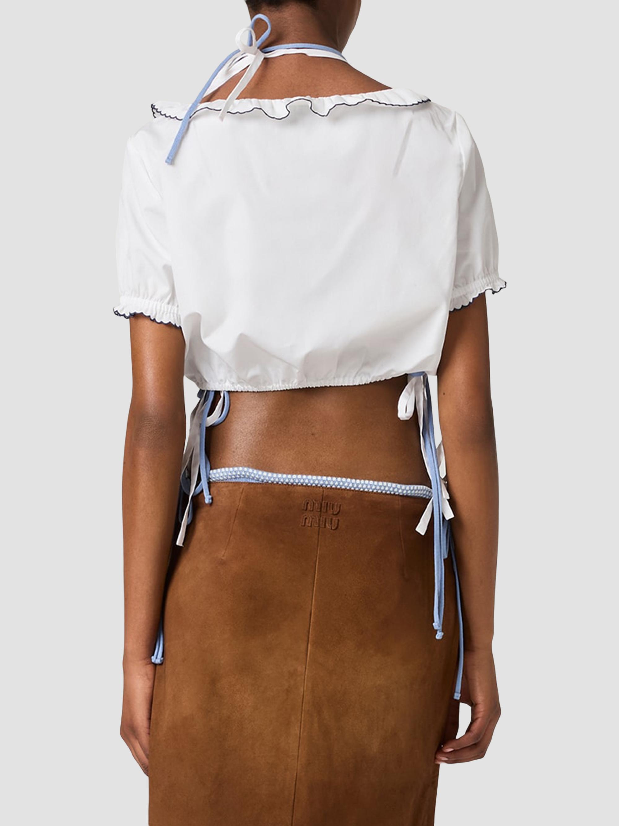 Miu Miu Embroidered Poplin Crop Top | Saks Fifth Avenue