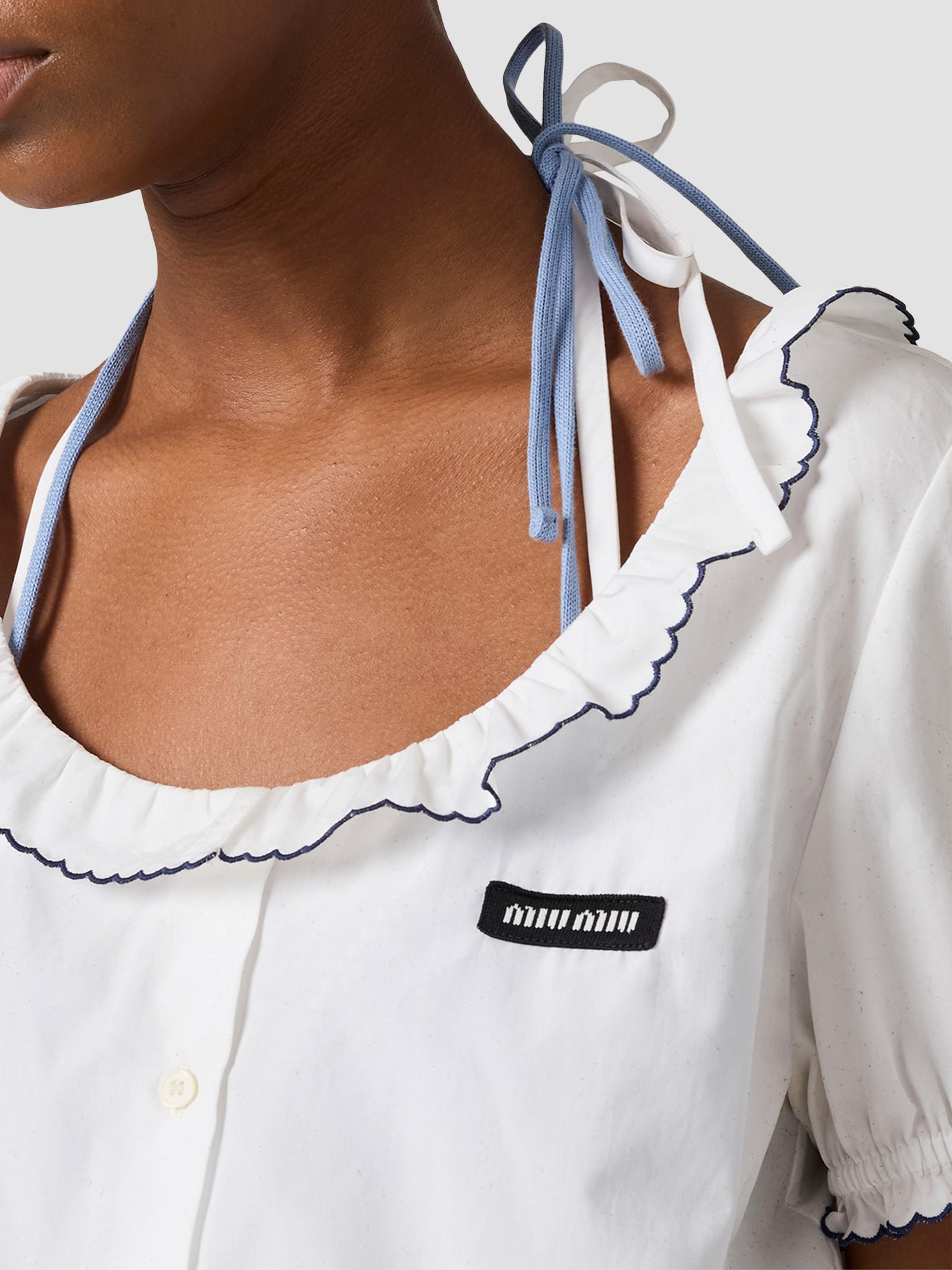 Miu Miu Embroidered Poplin Crop Top | Saks Fifth Avenue