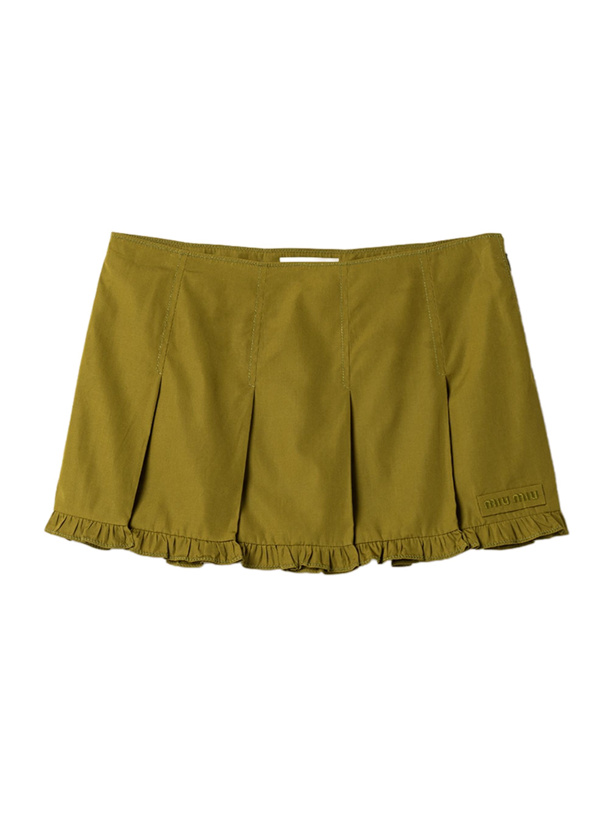 Miu Miu Women's Poplin Pleated Miniskirt - Green