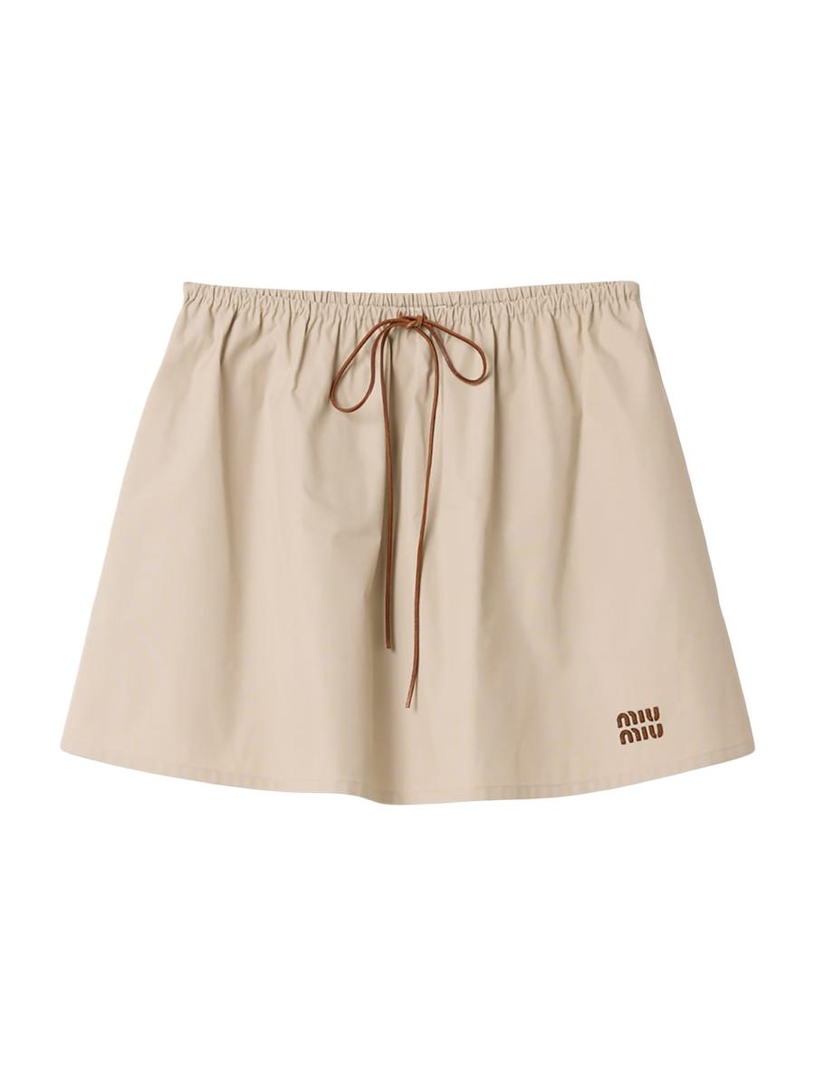週末限定価格ミュウミュウ　Panama cotton skirt ダークブラウン Miu Miu Panama Cotton Skirt | Saks Fifth Avenue