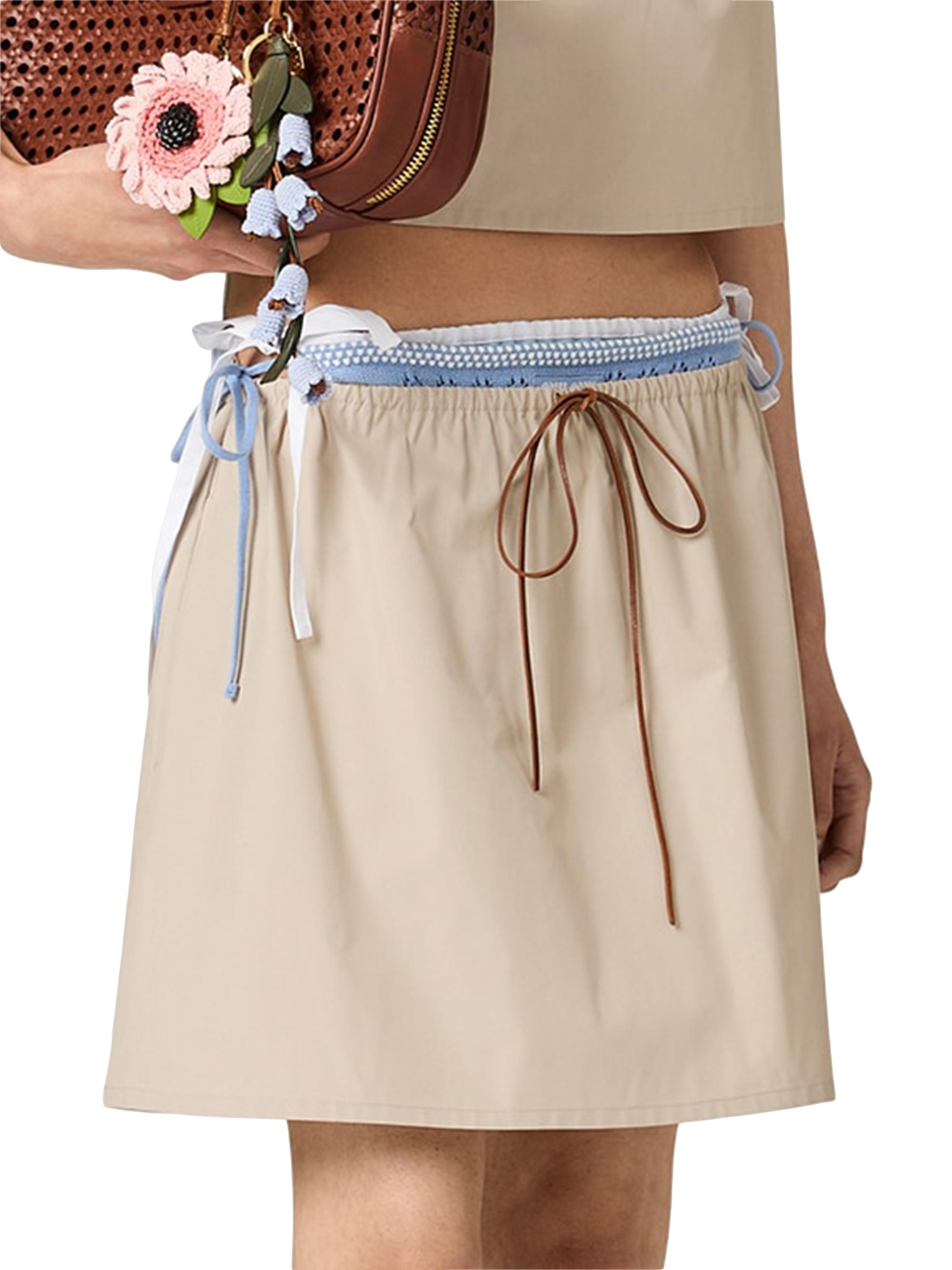 週末限定価格ミュウミュウ　Panama cotton skirt ダークブラウン Miu Miu Panama Cotton Skirt | Saks Fifth Avenue
