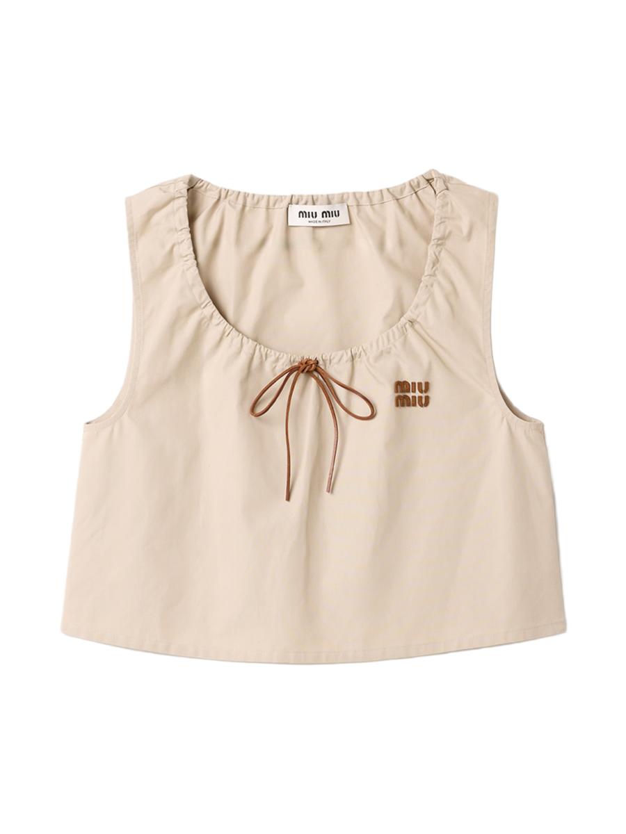 Miu Miu Panama Cotton Crop Top | Saks Fifth Avenue