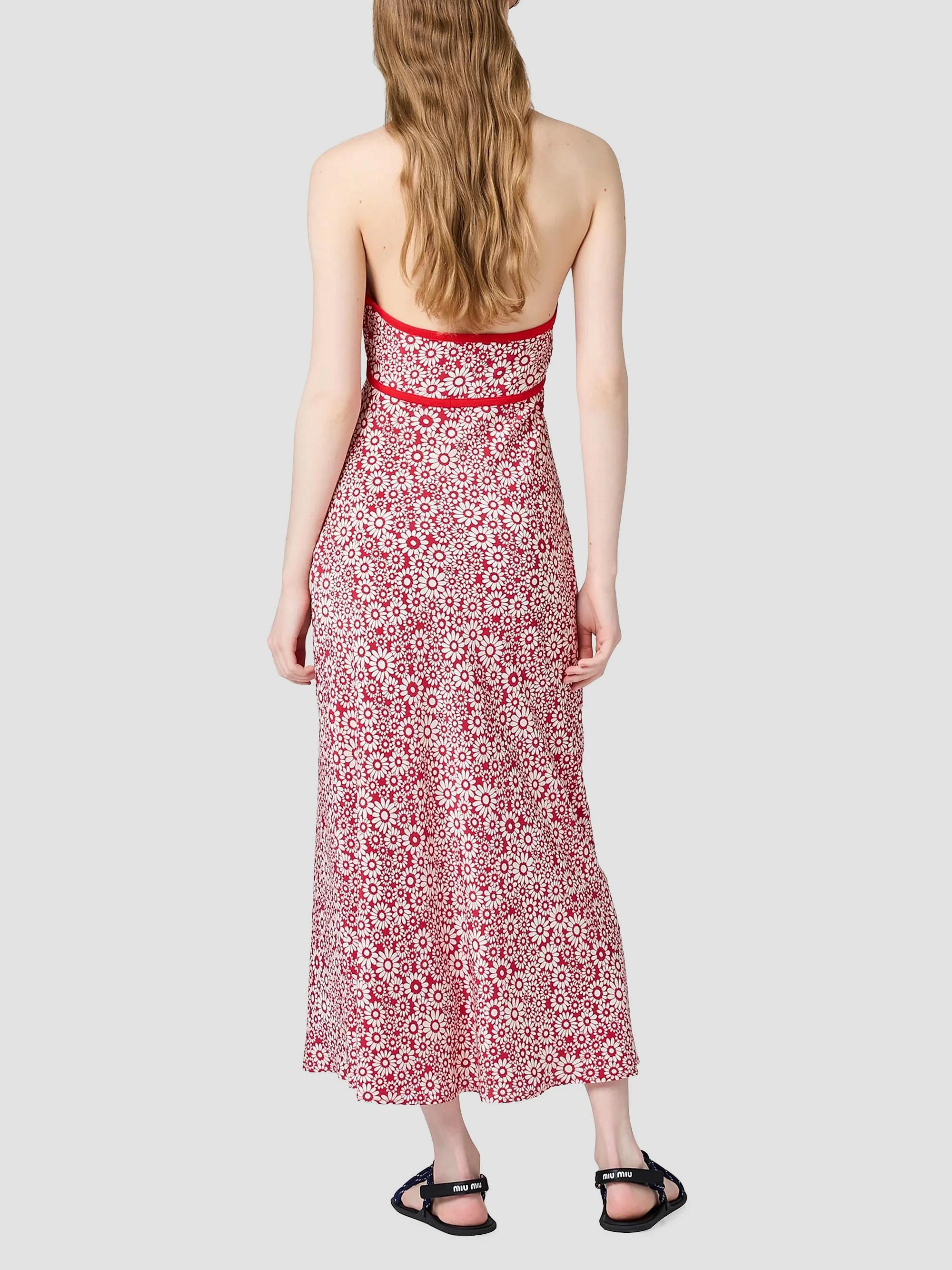 Miu Miu Long Floral Print Crepe De Chine Dress | Saks Fifth Avenue