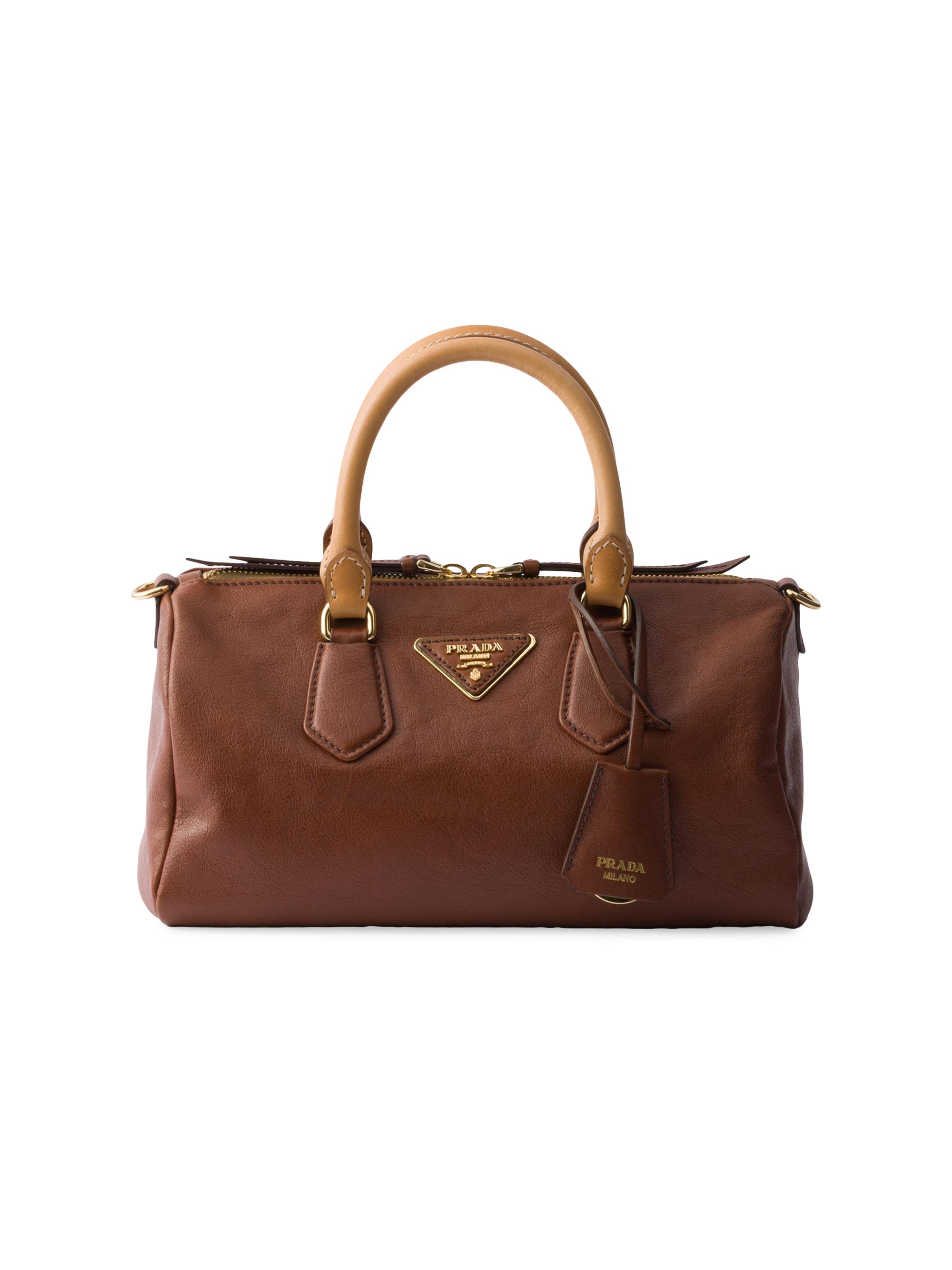 Prada Women's  Leather Top-Handle Bag - Brown