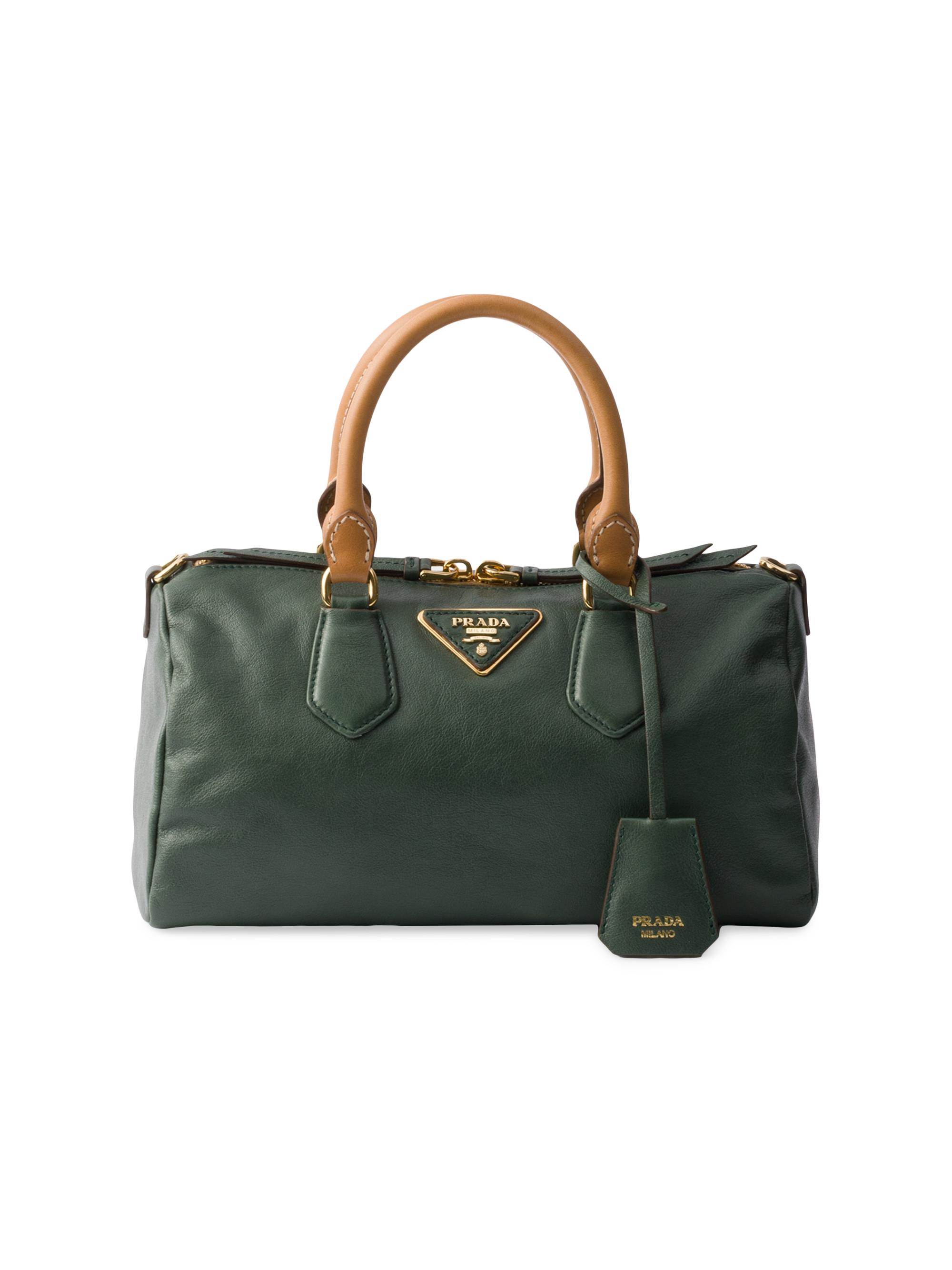 Prada Women's  Leather Top-Handle Bag - Green - Women's Bags