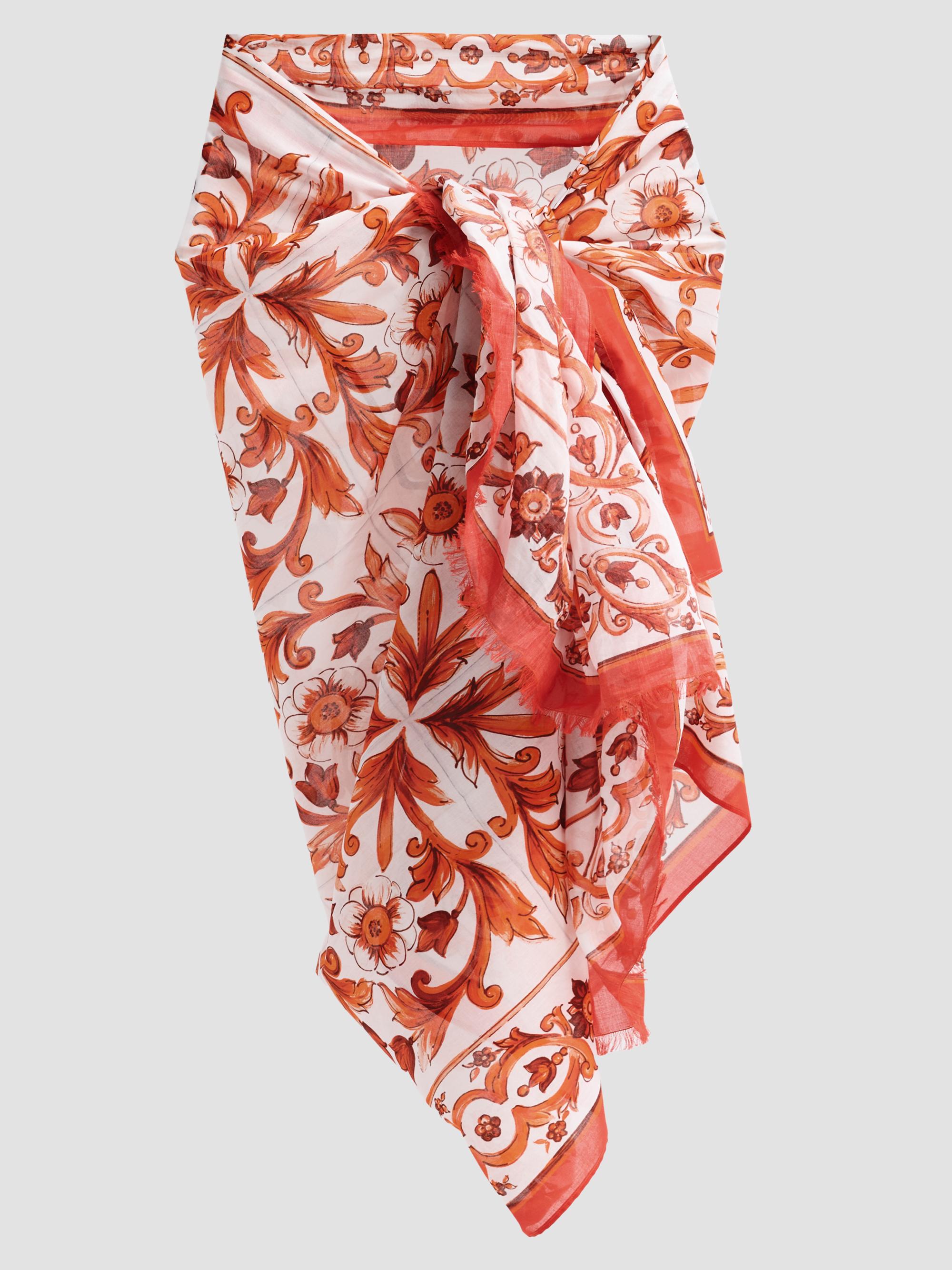Dolce & Gabbana Women's St. Majolica Cotton Sarong - Maiolica Orange | Thumbnail 6