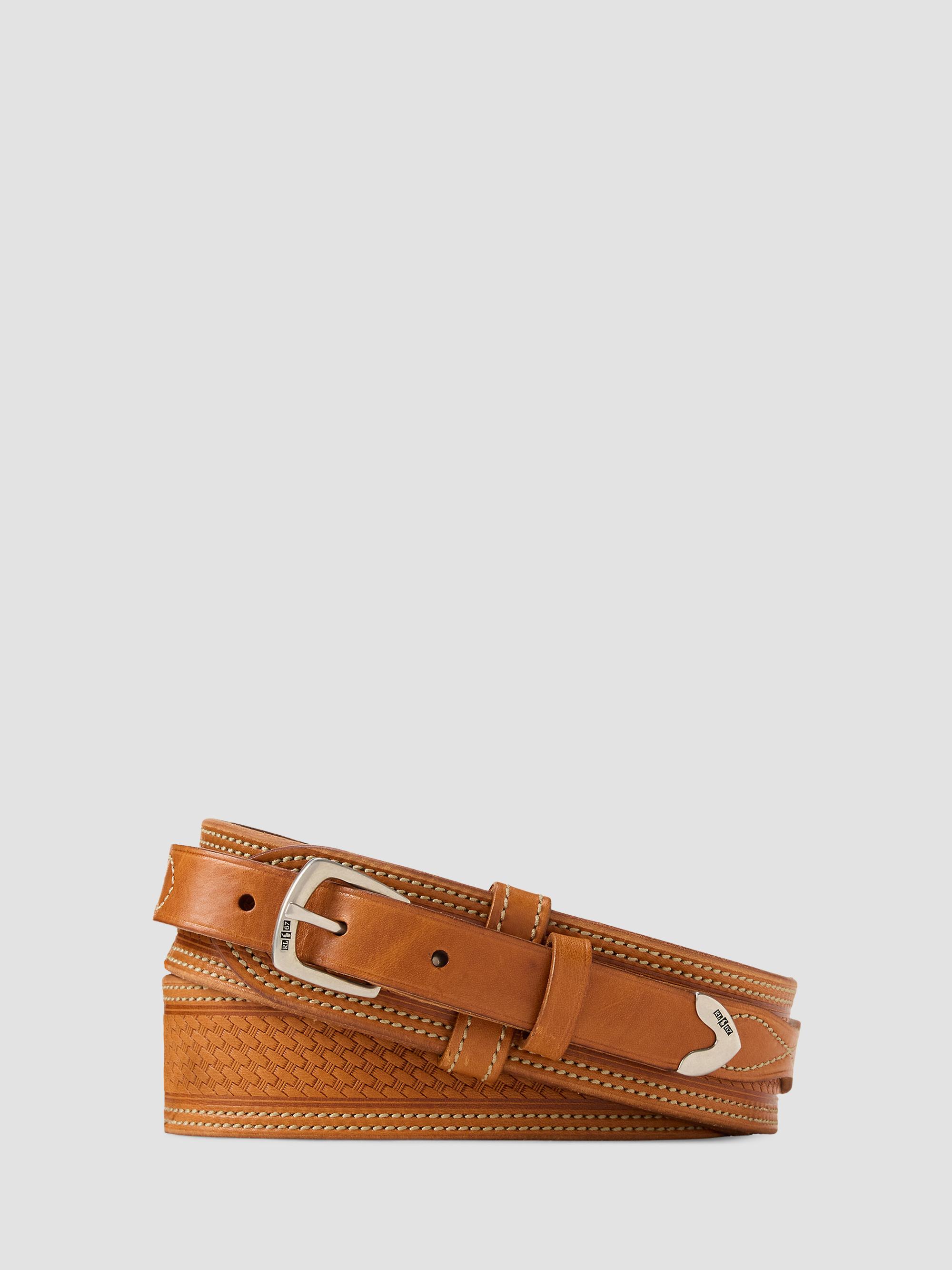 Ralph Lauren Purple Label Men's Topstitched Leather Belt - Rl Brown