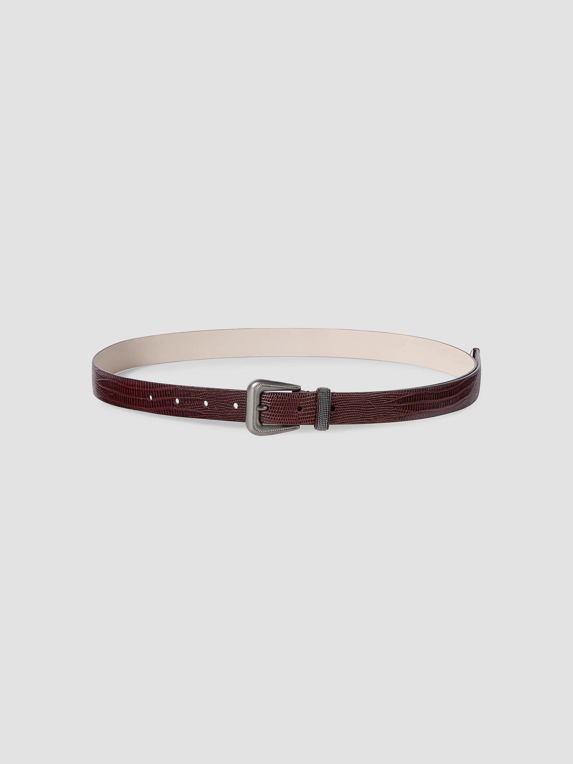 Brunello Cucinelli Lizard Effect Calfskin Belt with Shiny  display picture 2