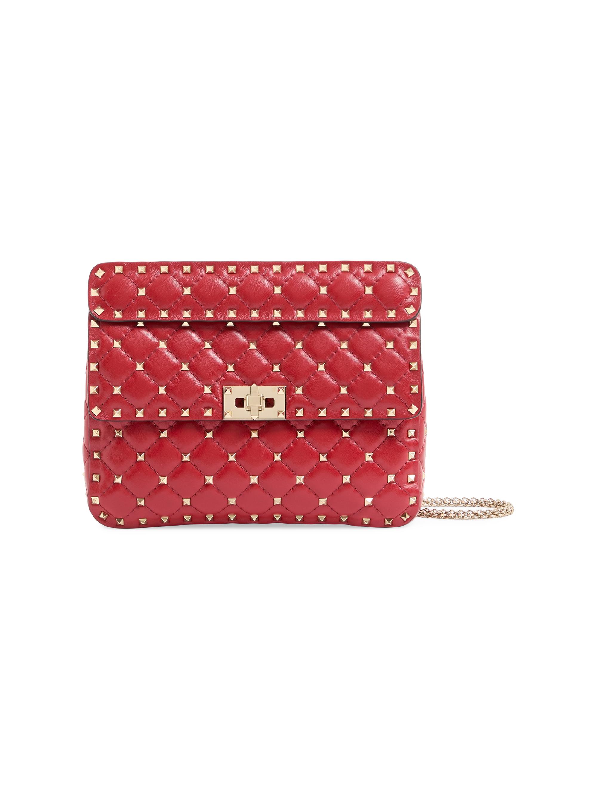 Valentino Garavani Women's  Nappa Rockstud Spike Shoulder Bag - Rosso Valentino