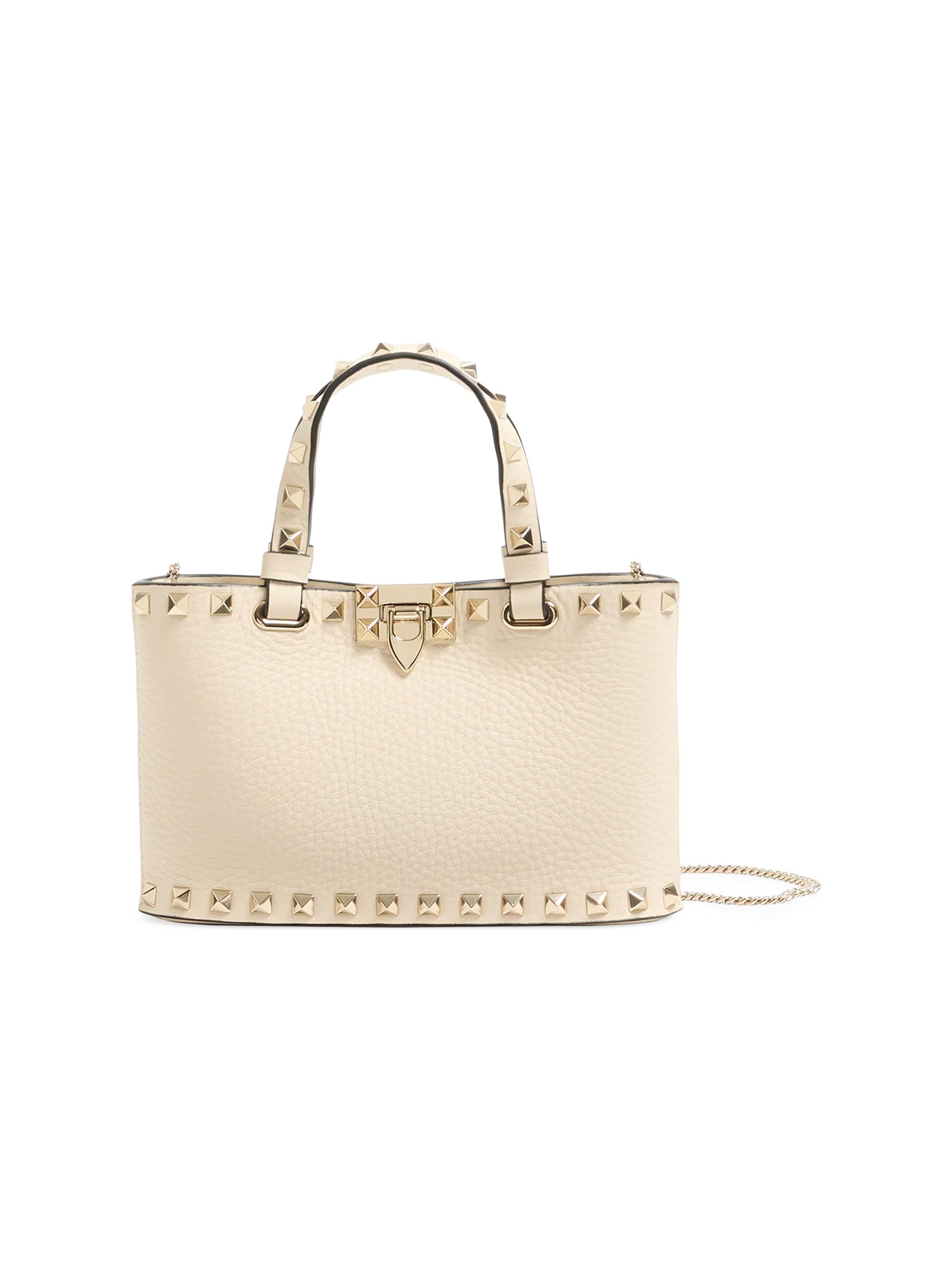 Valentino Garavani Women's Rockstud Shopping Top Handle Bag in Grainy Calfskin - Light