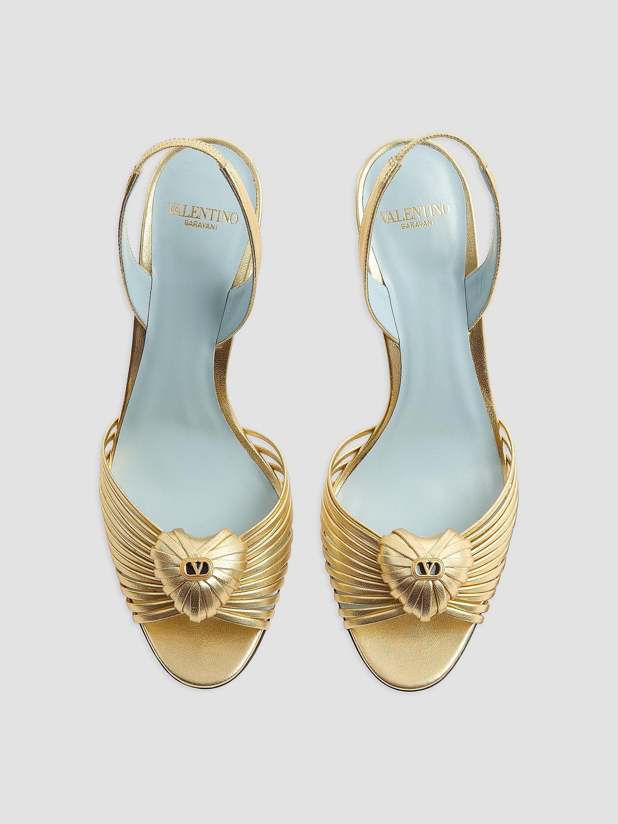Valentino Garavani Coeur Royal 85MM Sandals in Laminated Nappa