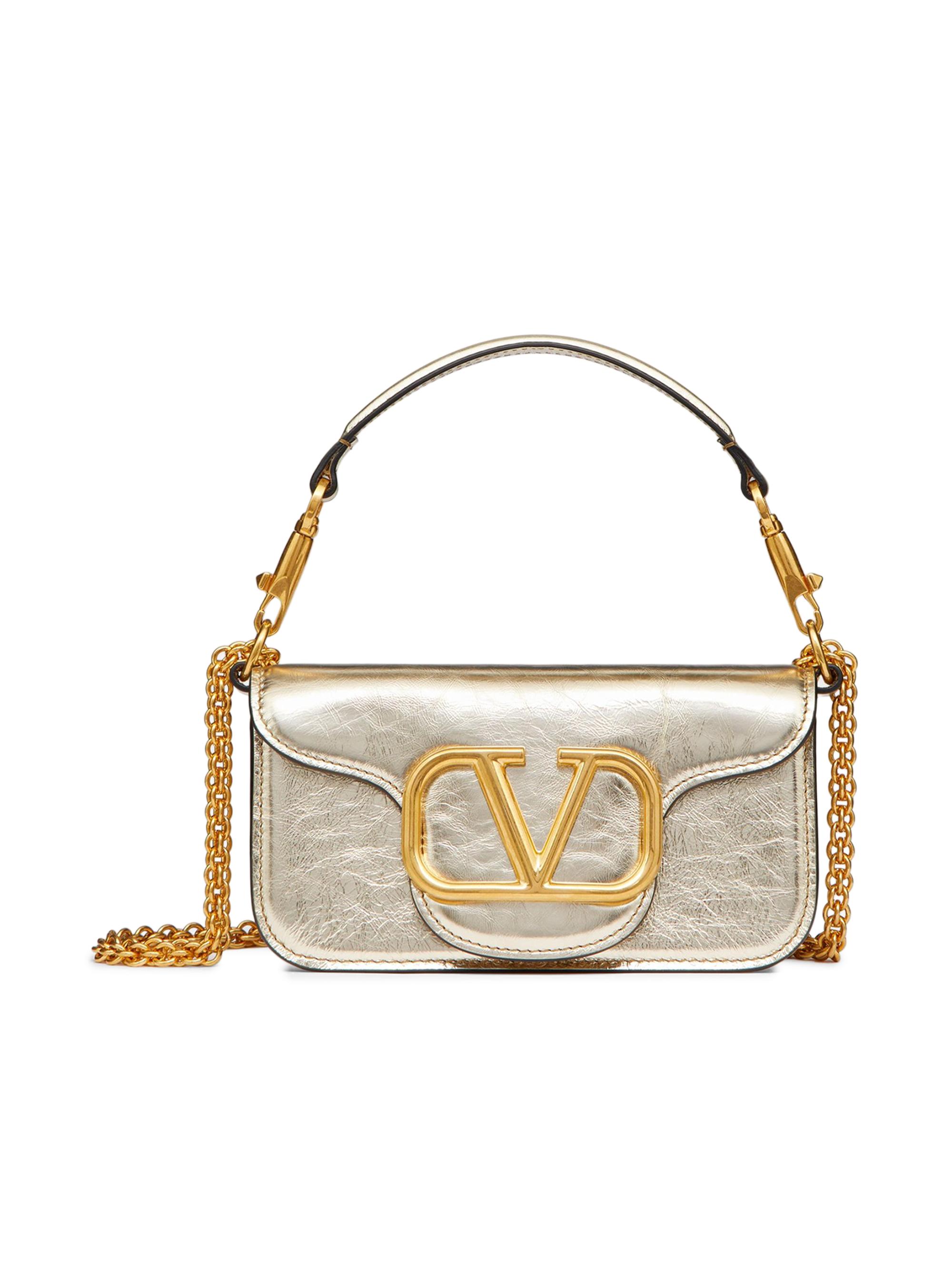 Valentino Garavani Women's  Locò Metallic Calfskin Shoulder Bag - Platinum