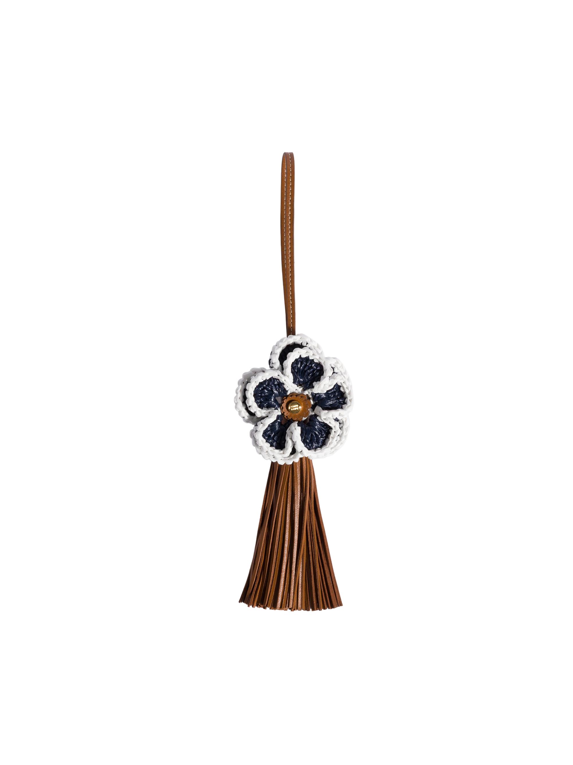Miu Miu Women's Leather and Raffia Effect Yarn Trick Charm - Brown Pink