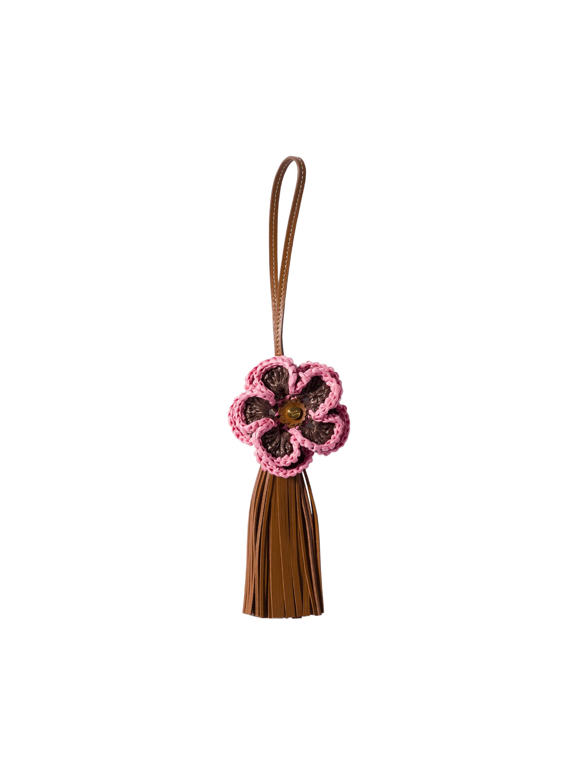 Miu Miu Women's Leather and Raffia Effect Yarn Trick Charm - Brown Pink
