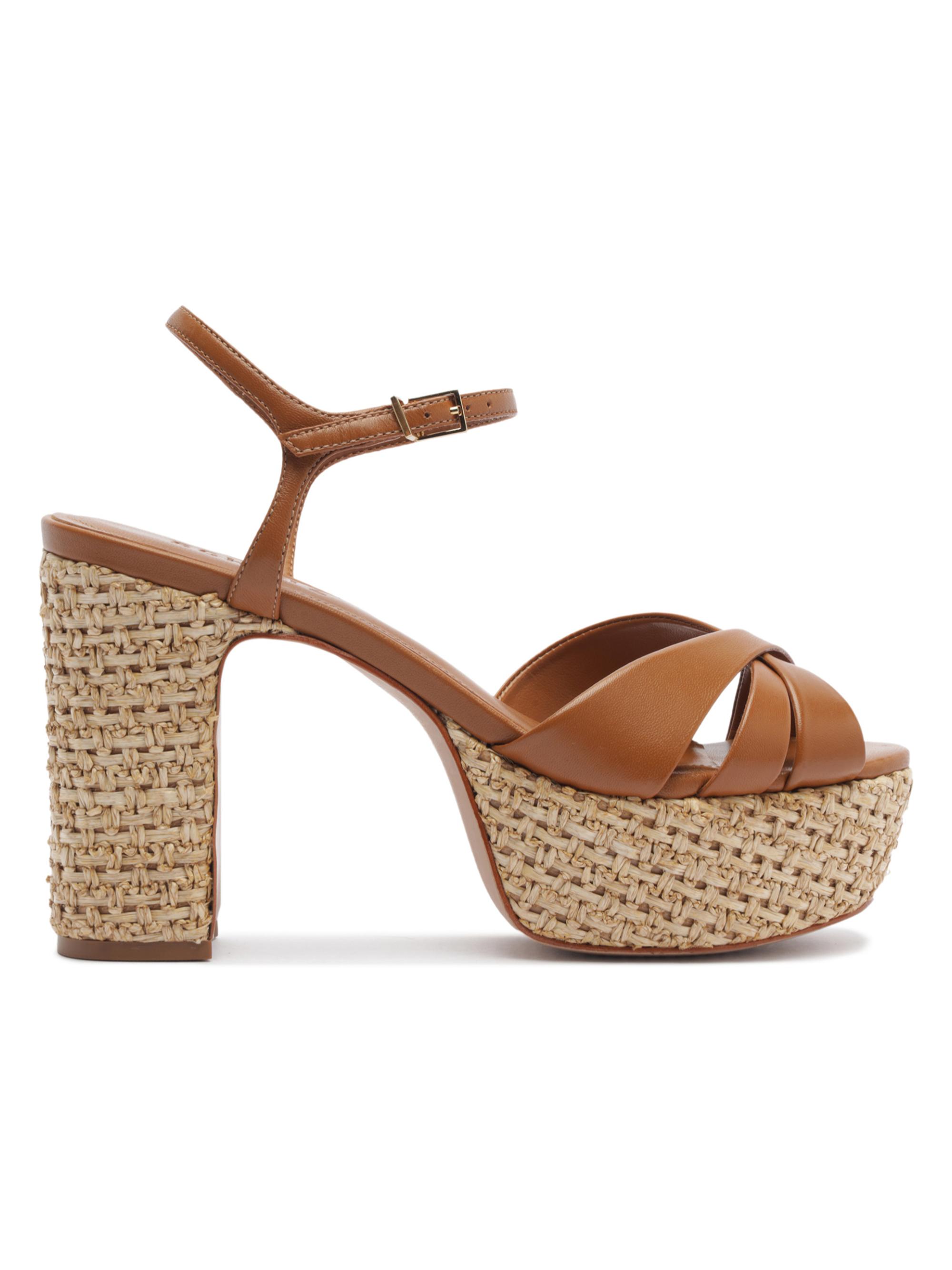 Schutz Keefa 100MM Leather & Raffia Platform Sandals | Saks Fifth Avenue