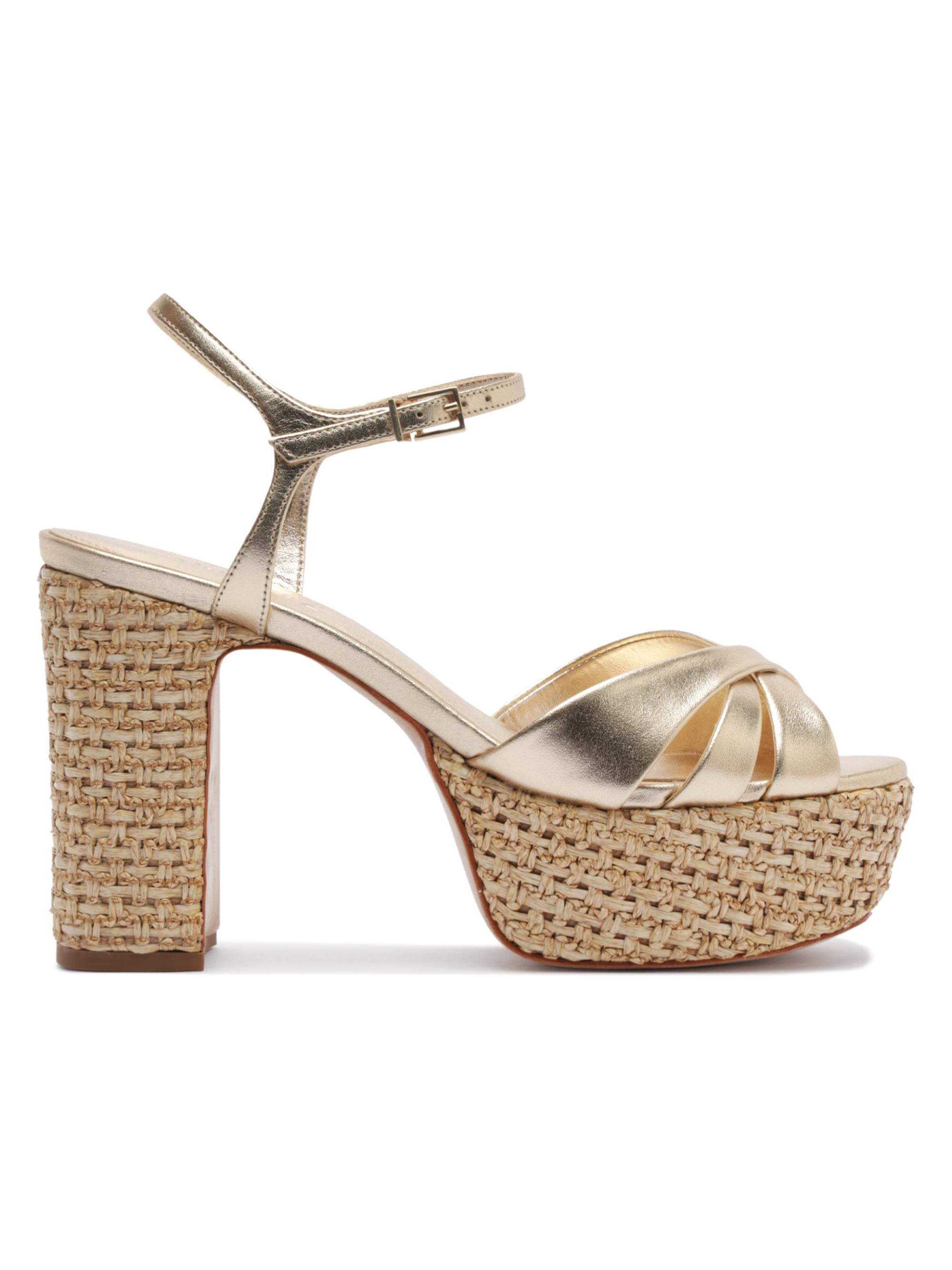 Schutz Women's Keefa 5MM Raffia Block-Heel Sandals - Platinum