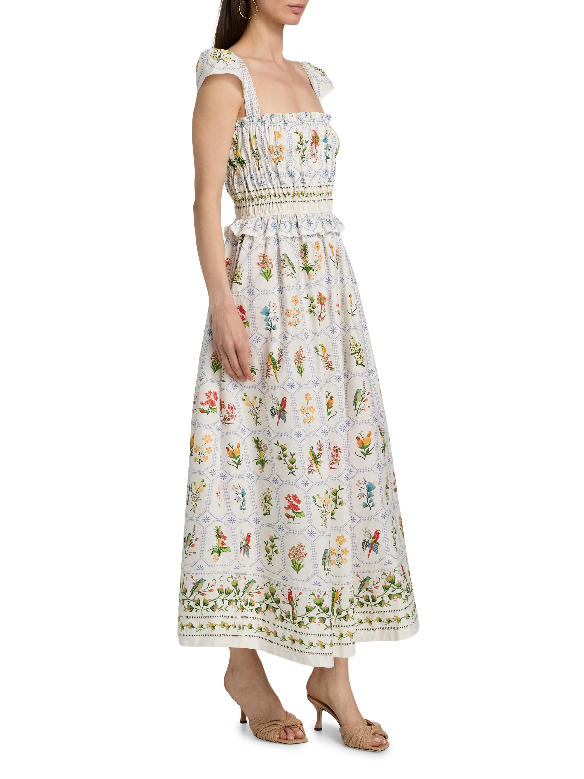 Farm Rio Women's Tropical Porcelain Maxi Dress - Off White | Thumbnail 4