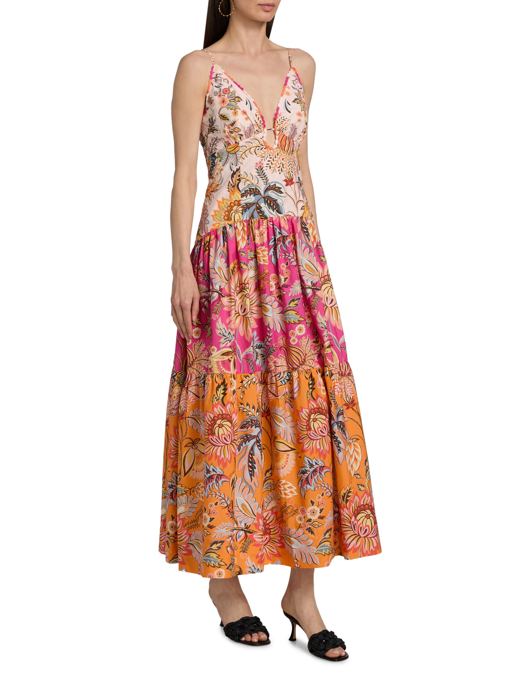 Farm Rio Women's Ligia Floral Tiered Maxi Dress | Thumbnail 4