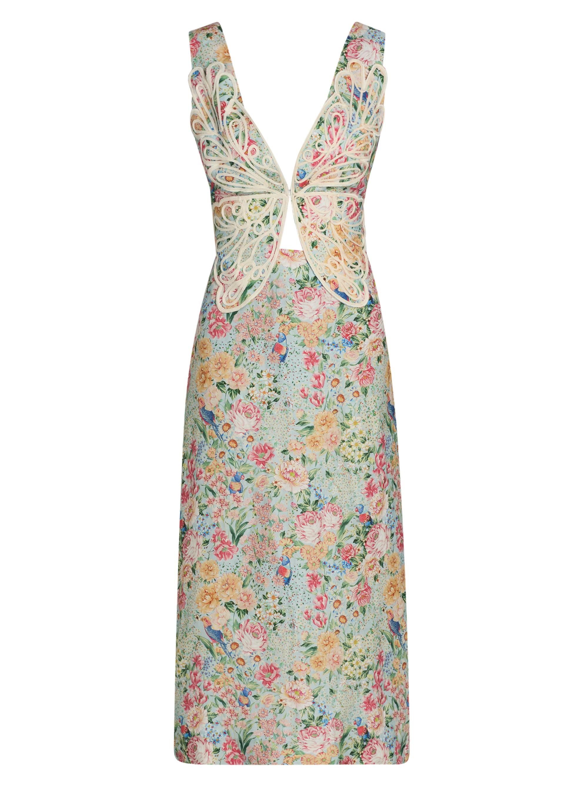 Farm Rio Women's Rendeira Butterfly-Embroidered Floral Midi-Dress - Off White