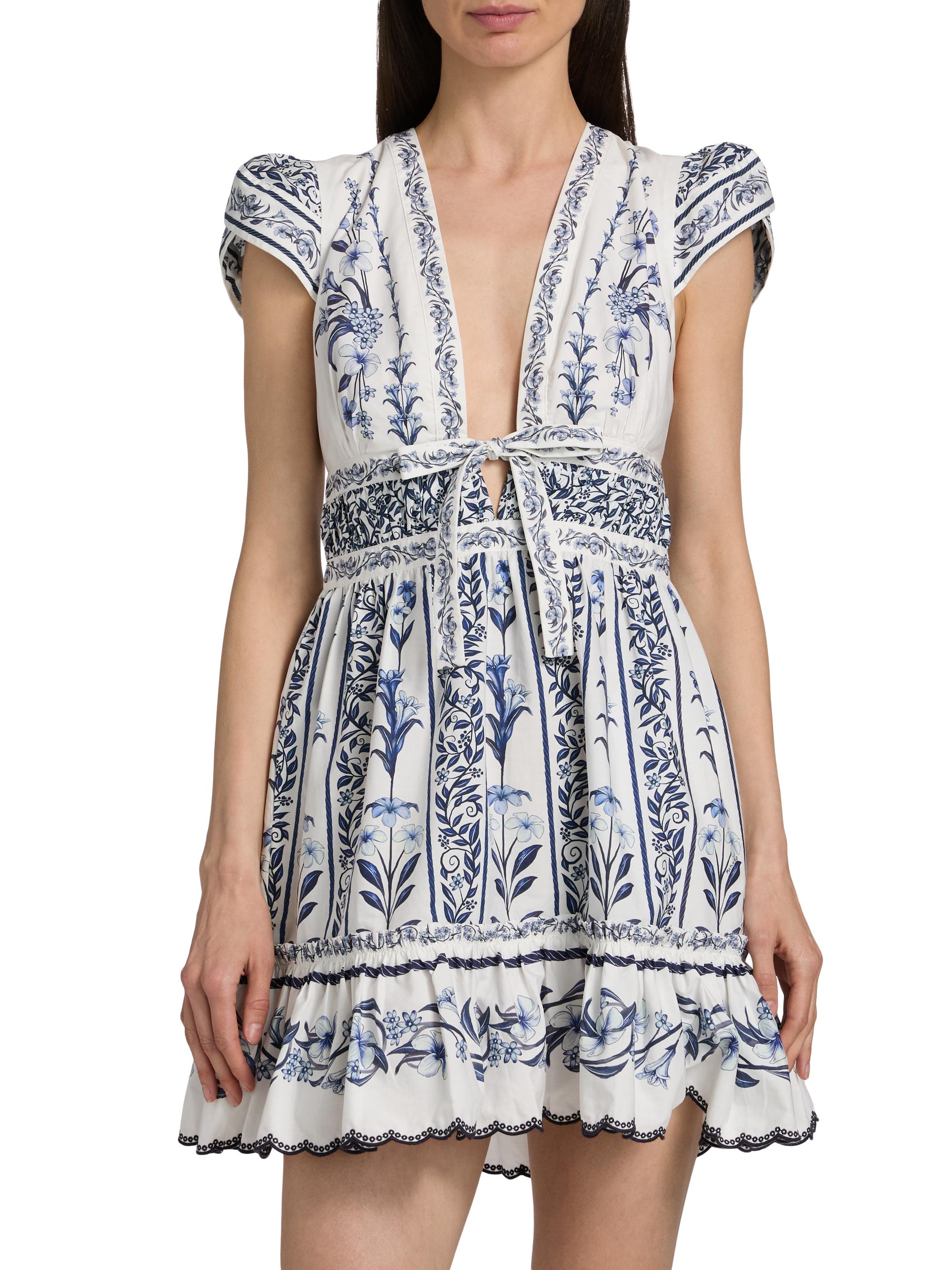 Farm Rio Women's Flowers Arch Ruffled A-Line Minidress - Off White | Thumbnail 3