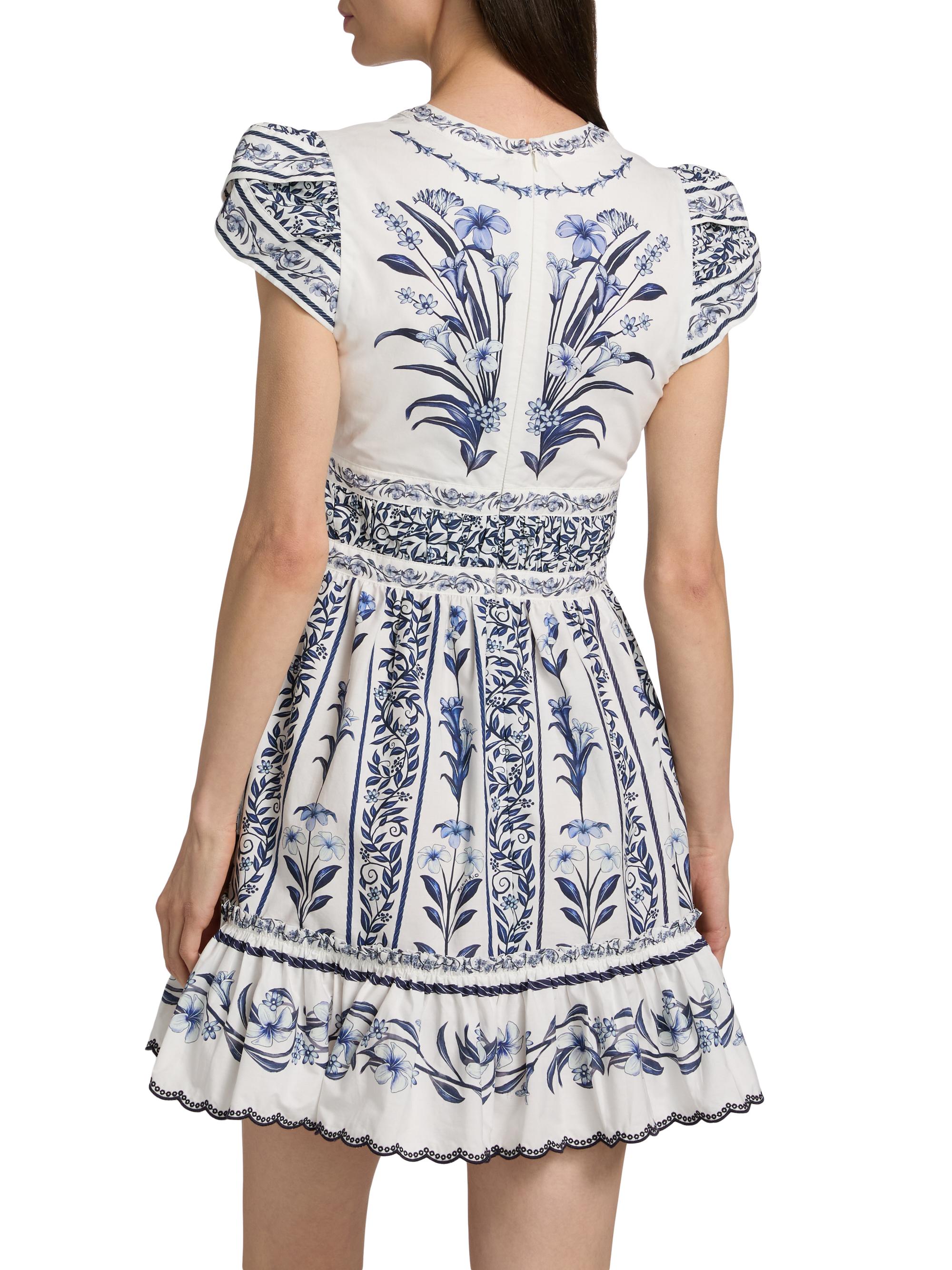 Farm Rio Women's Flowers Arch Ruffled A-Line Minidress - Off White | Thumbnail 5